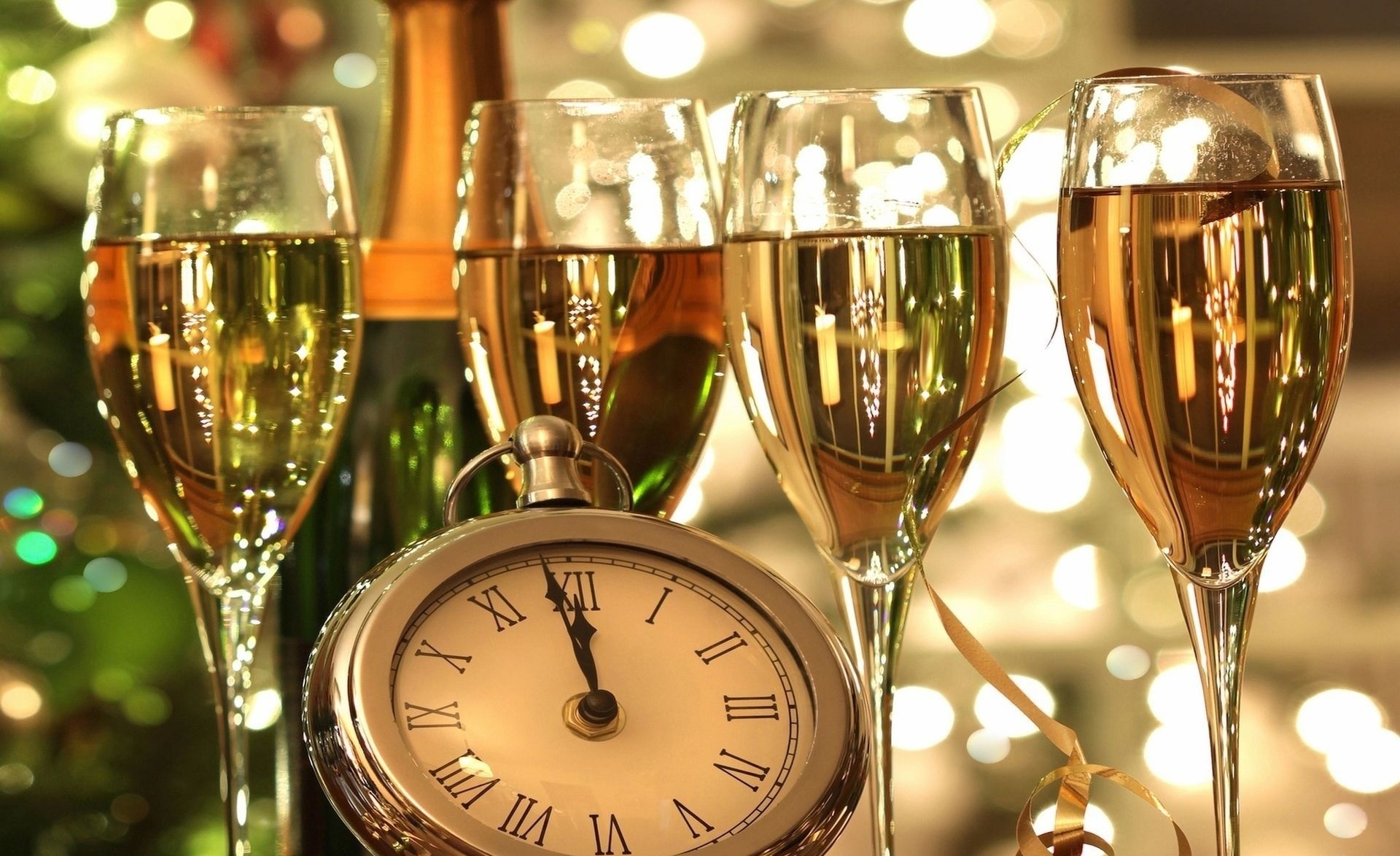 Champagne Clock Light New Year 1920x1174