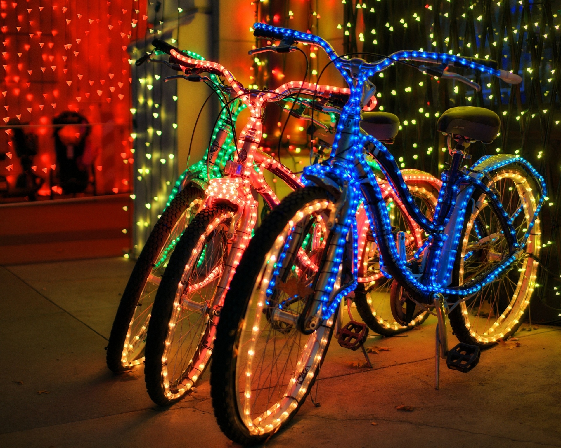 Bicycle Christmas Christmas Lights Colors Vehicle 1920x1536