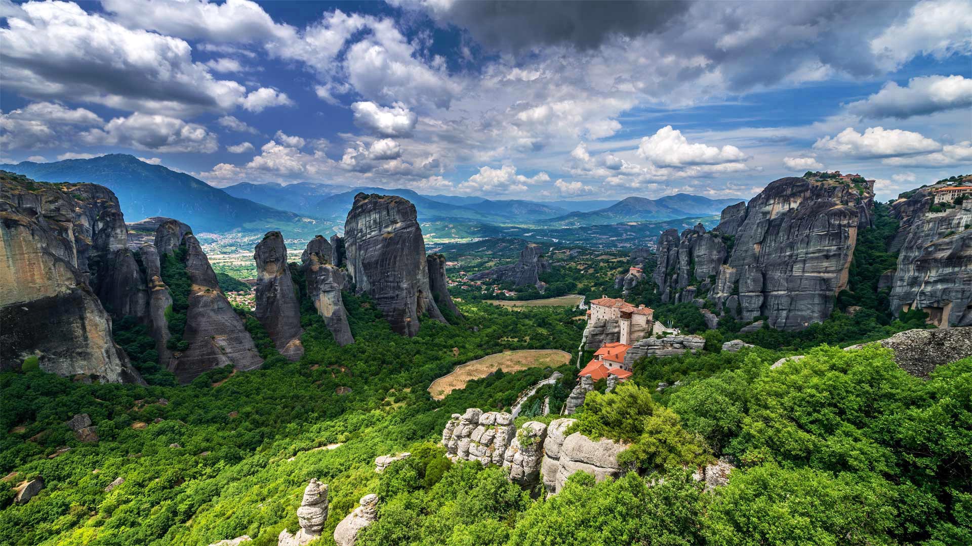 Forest Greece Meteora Mountain 1920x1080