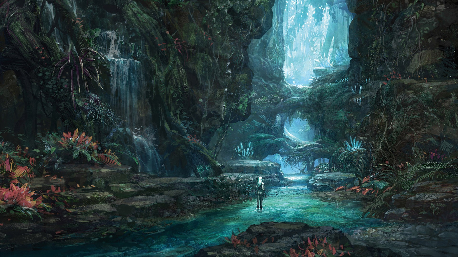 Forest Mmorpg Tera Video Game Waterfall 1920x1080