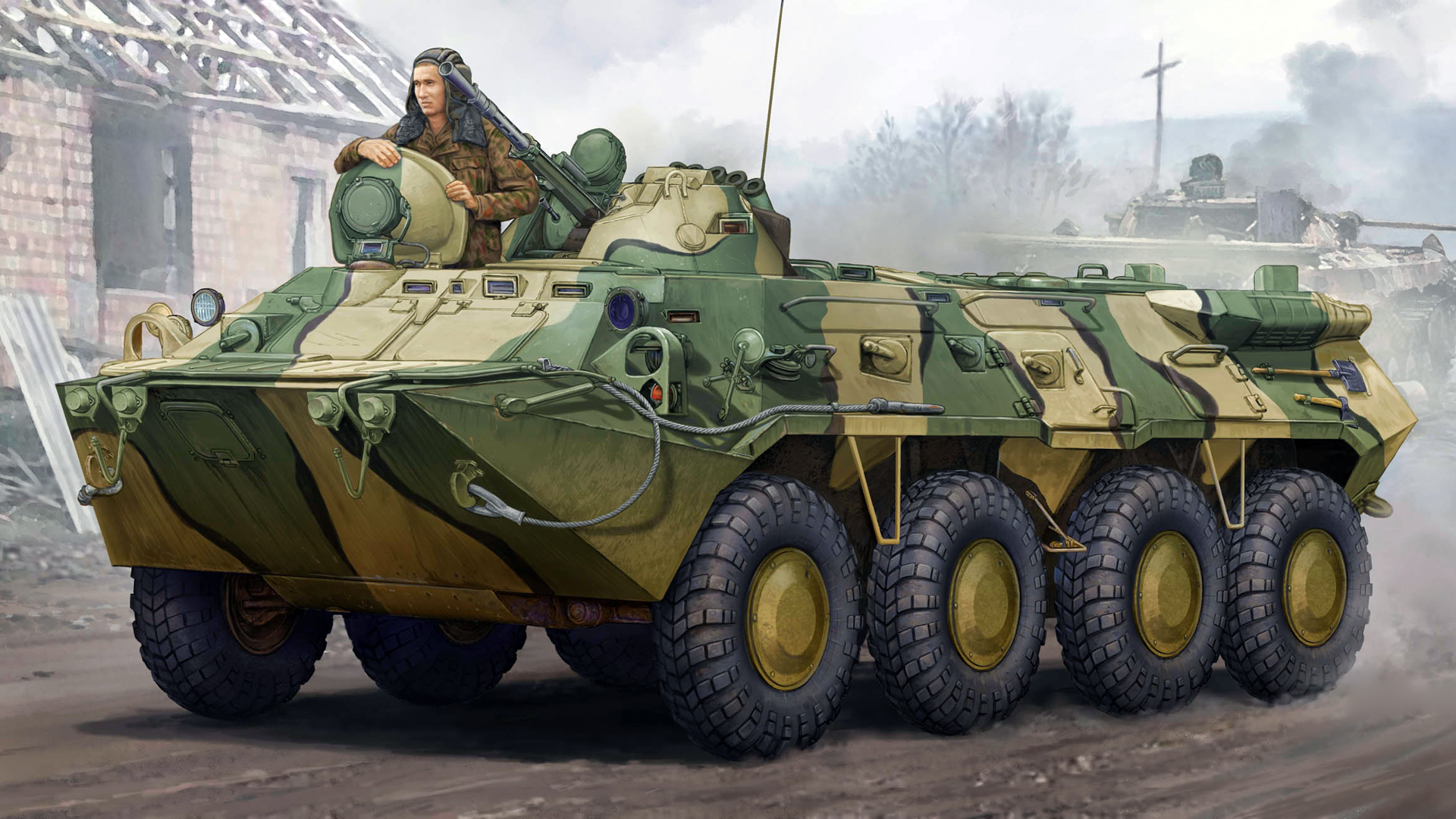 Armored Personnel Carrier Artistic Btr 80 Soldier 1920x1080