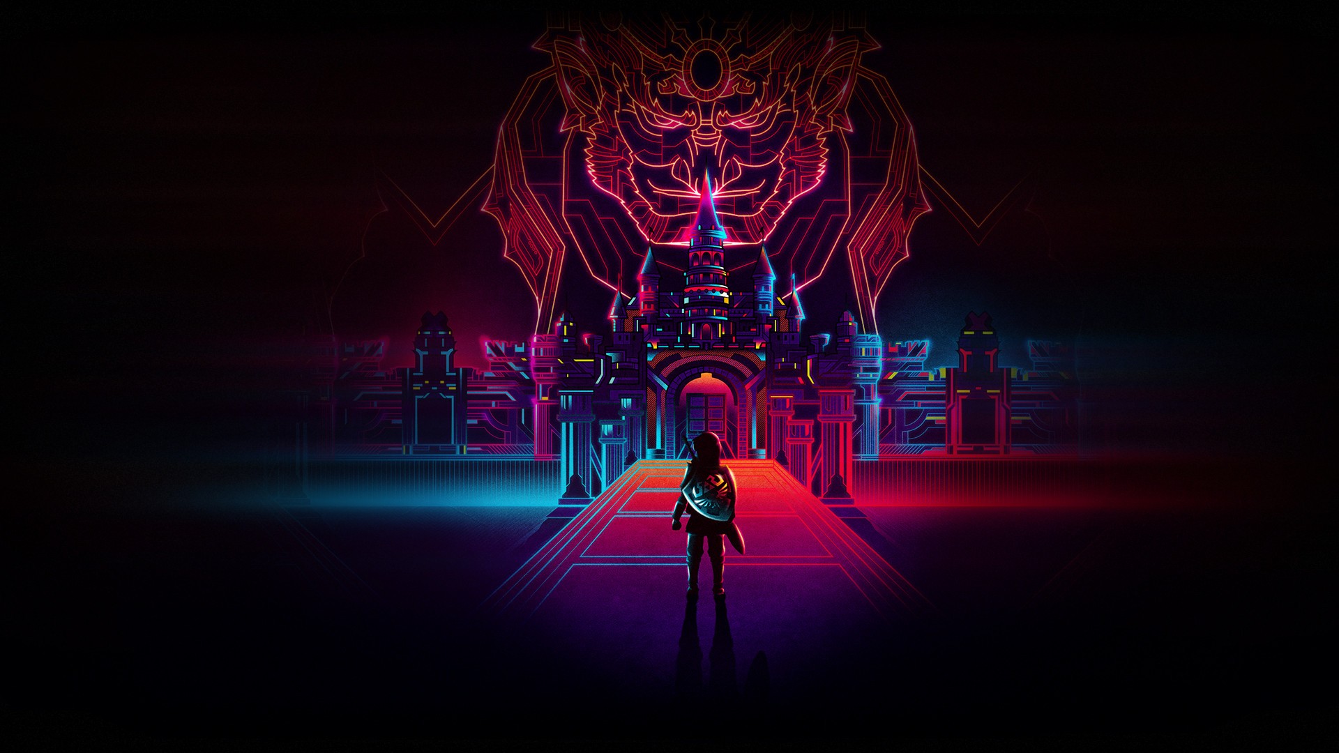 Castle Ganondorf Link Neon Retro Wave The Legend Of Zelda Twilight Princess 1920x1080