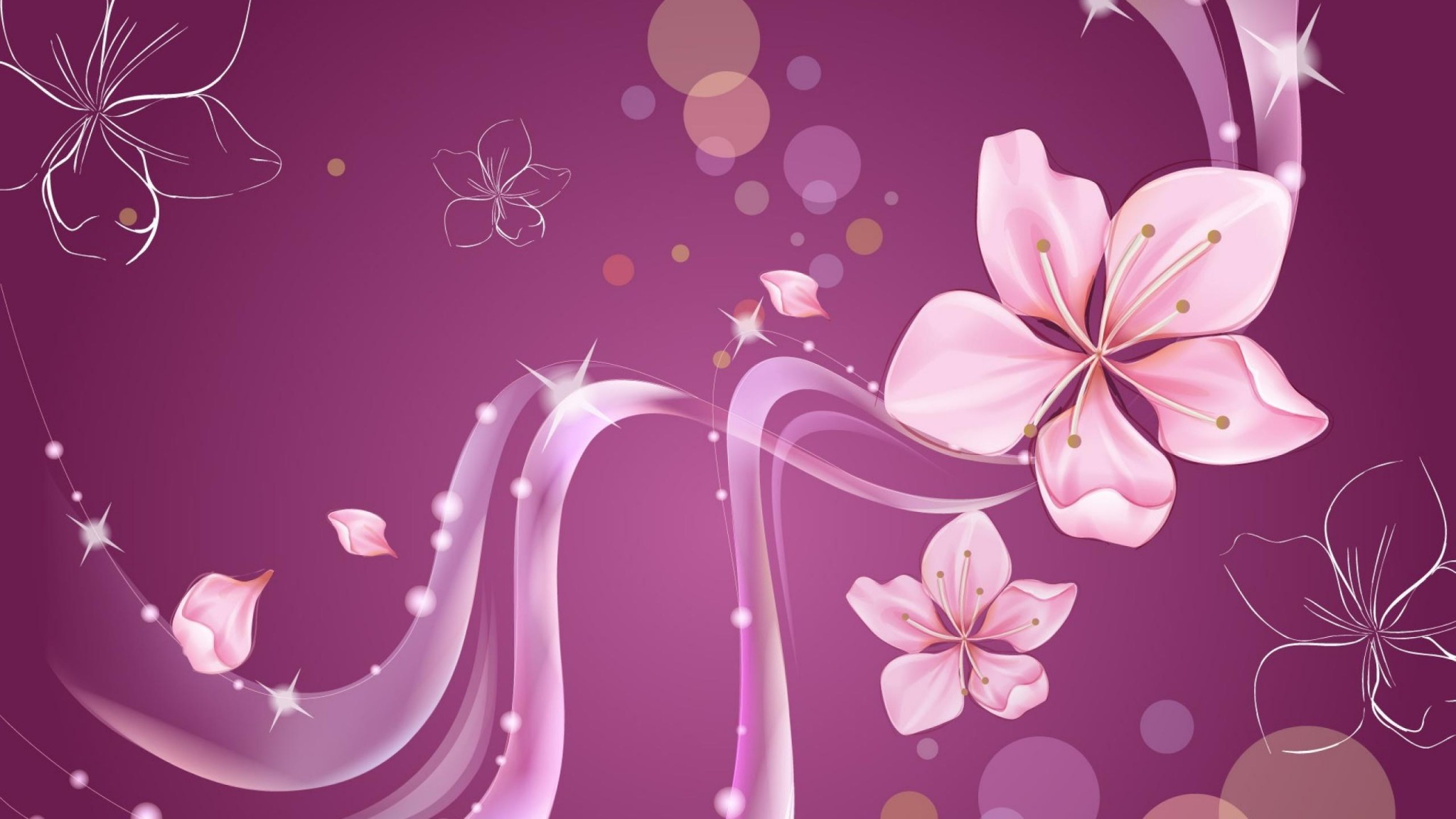 Artistic Floral Flower Pink Purple 2048x1152