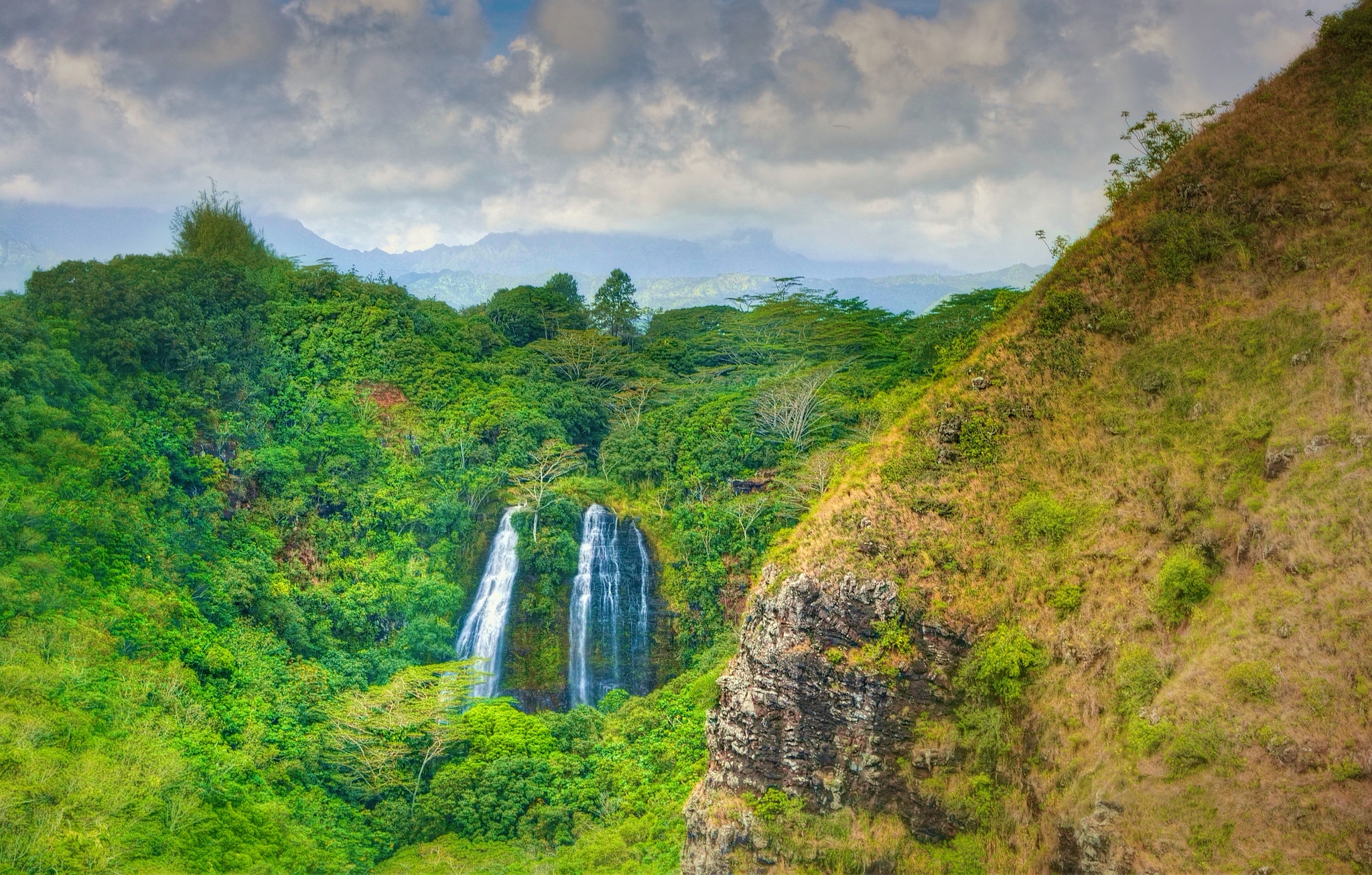 Earth Forest Green Hawaii Kauai Mountain Opaeka 039 A Falls Waterfall 2048x1306