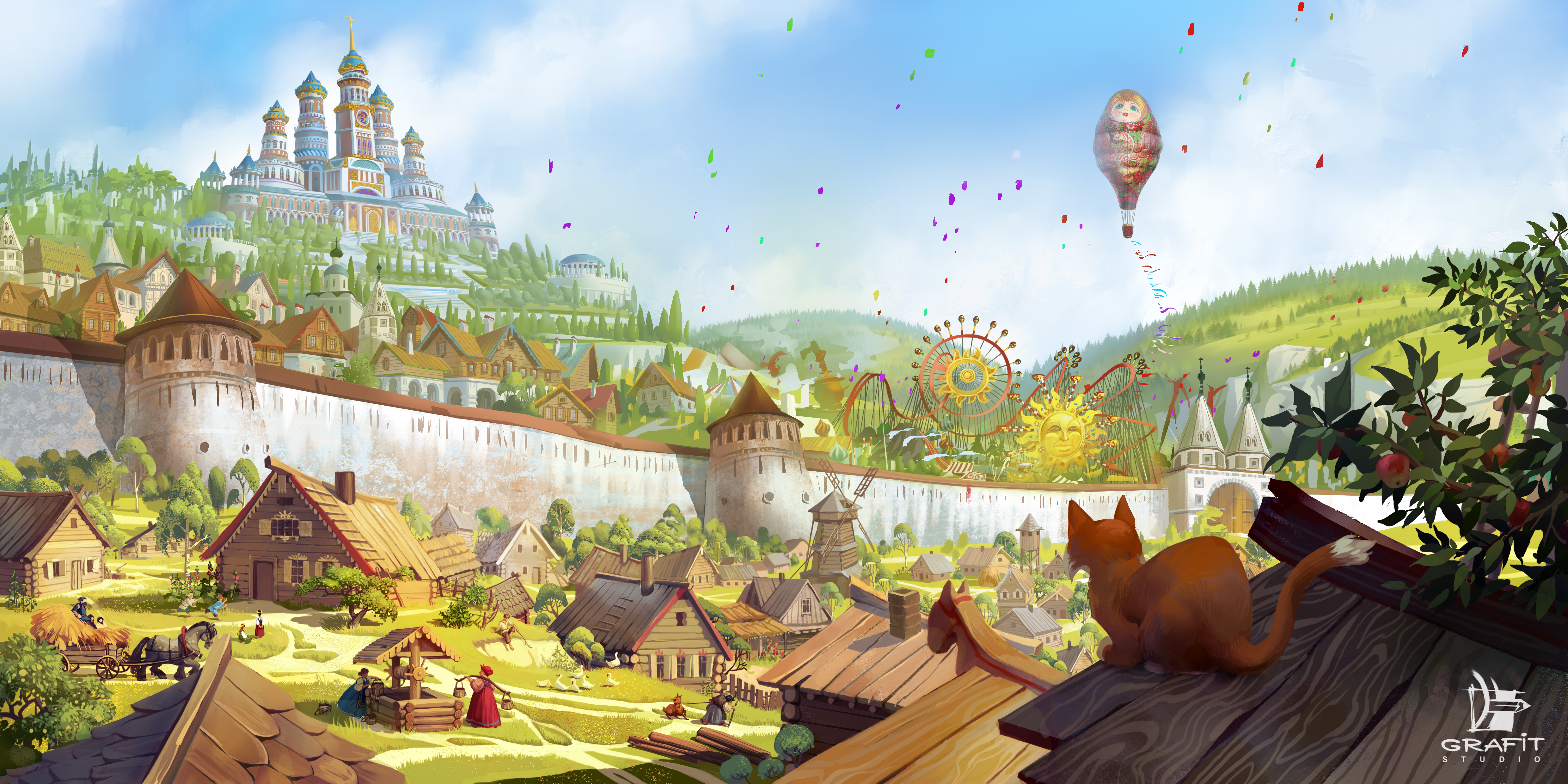 Cat City Hot Air Balloon House 4960x2480