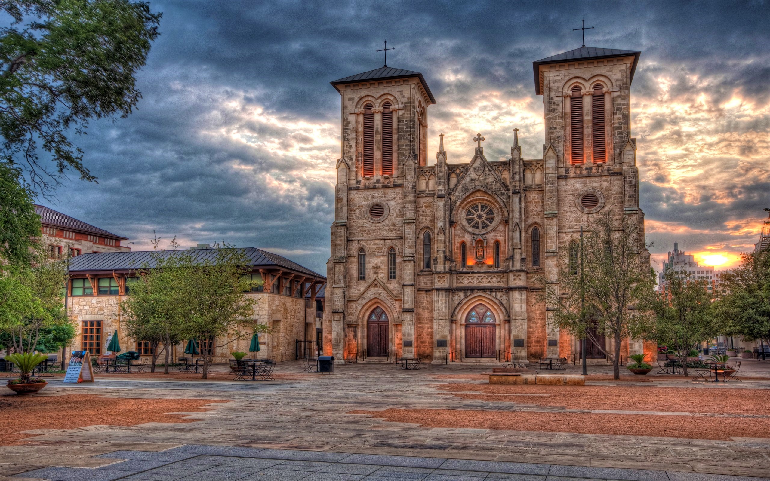 Architecture Cathedral Cathedral Of San Fernando Hdr Religious San Antonio Texas 2560x1600