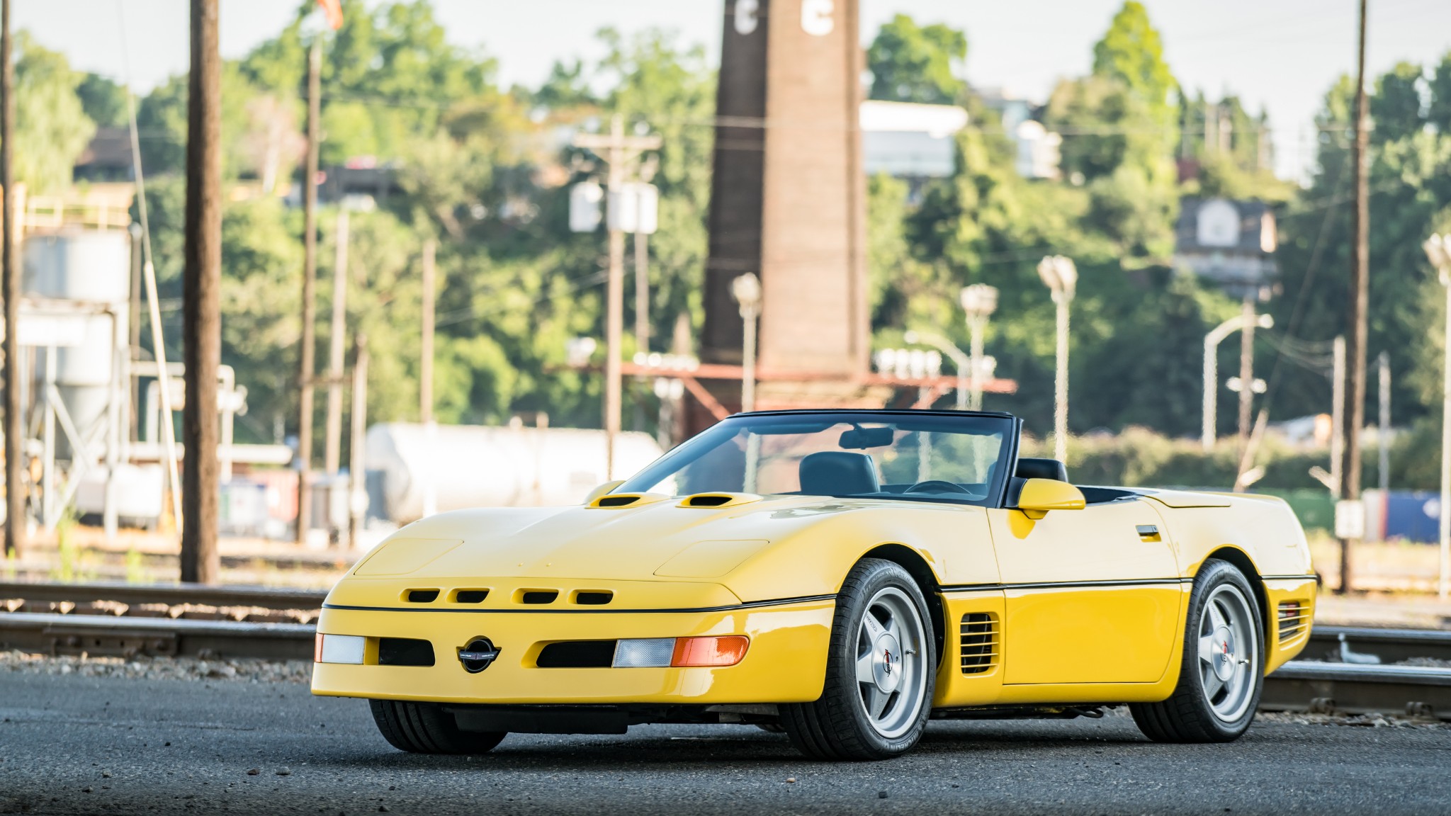 Car Chevrolet Corvette C4 Convertible Old Car Sport Car Yellow Car 2048x1152