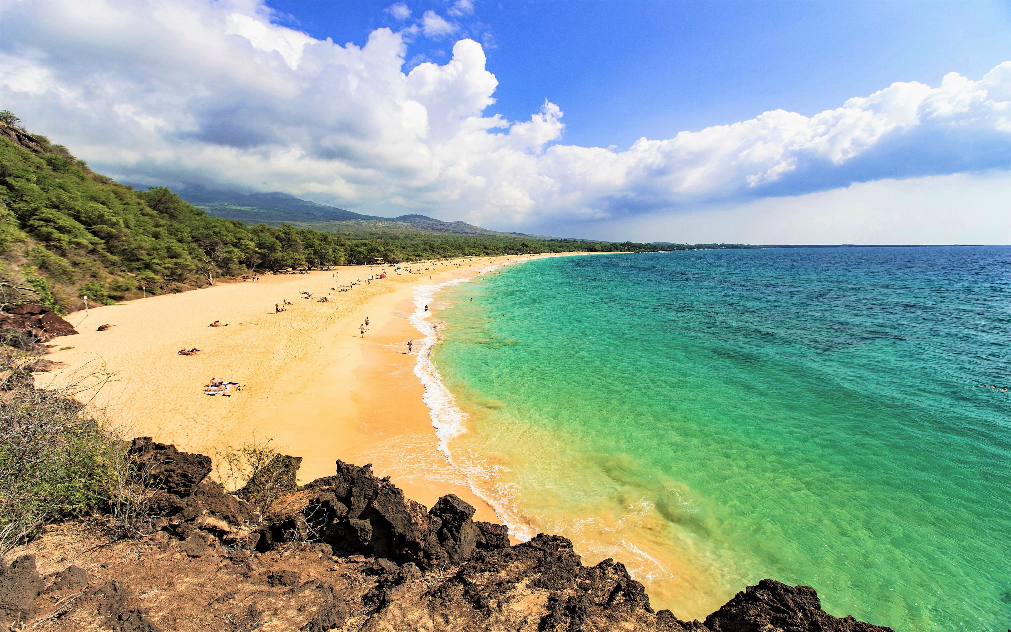 Beach Earth Hawaii Maui Ocean Rock Sea Tropical Turquoise 3840x2400