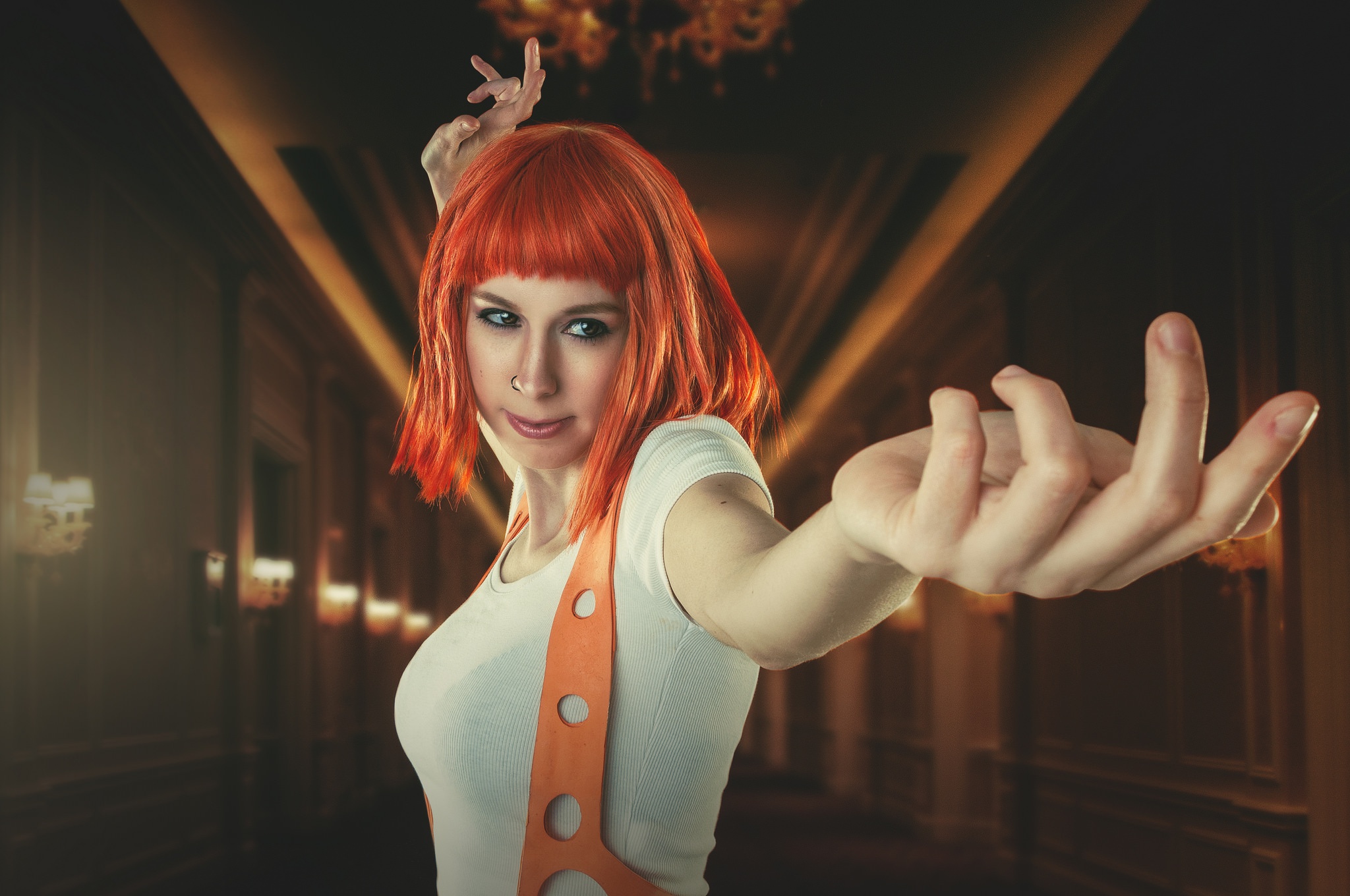 Cosplay Girl Leeloo The Fifth Element Model Red Hair The Fifth Element Woman 2048x1360