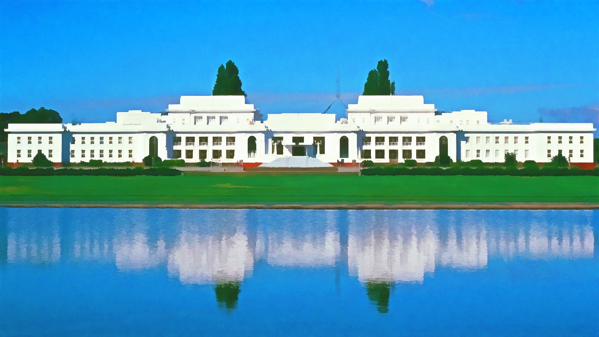 Australia Building Canberra Parliament Reflection 1920x1080