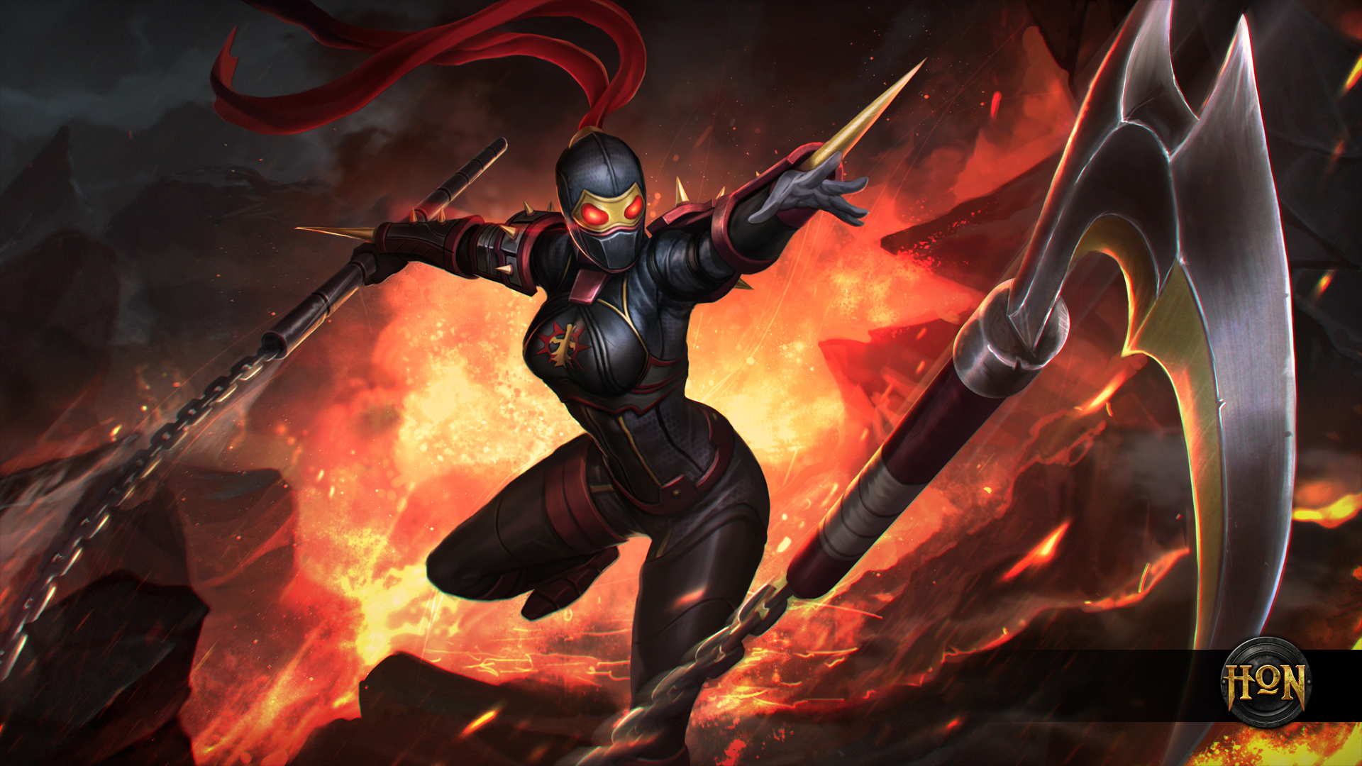 Chain Heroes Of Newerth Lava Weapon Woman Warrior 1920x1080