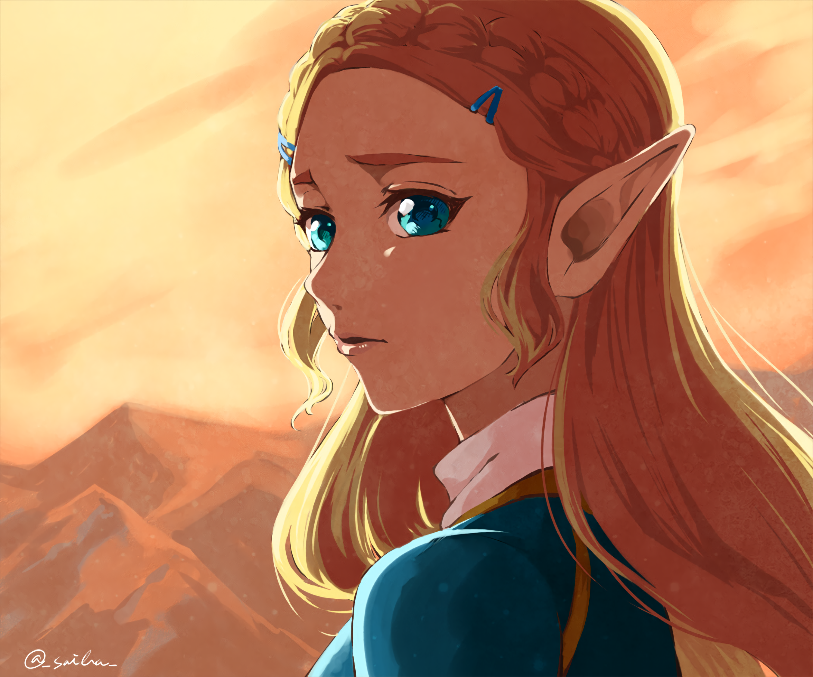 Aqua Eyes Blonde Pointed Ears The Legend Of Zelda Breath Of The Wild Zelda 2700x2250