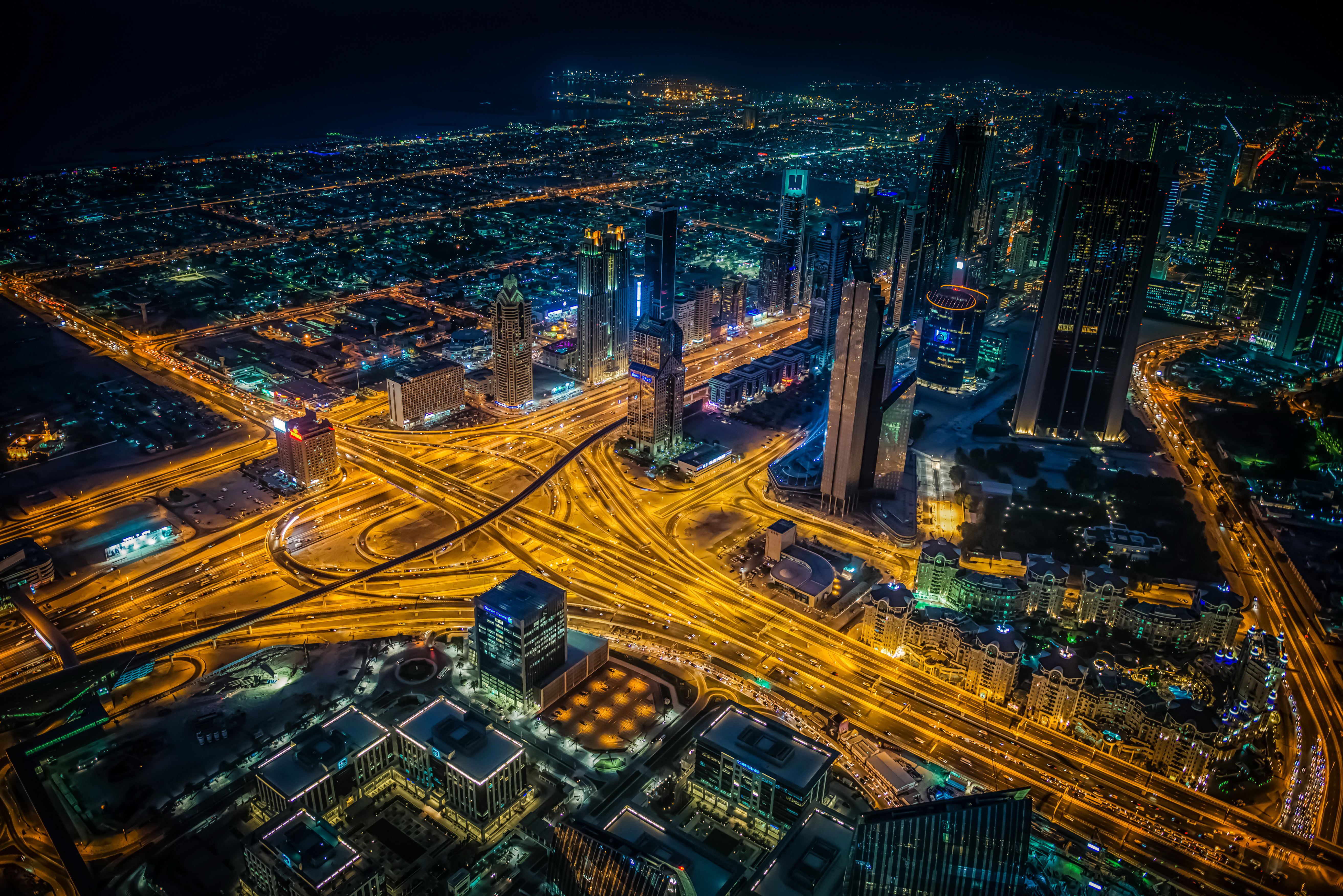 Building City Dubai Highway Night Skyscraper 5250x3505