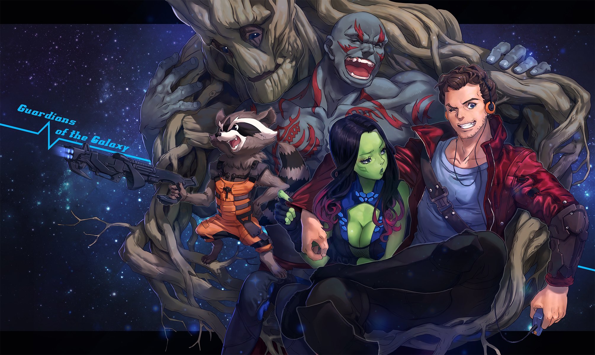 Drax The Destroyer Gamora Groot Guardians Of The Galaxy Guardians Of The Galaxy Vol 2 Rocket Raccoon 2010x1200