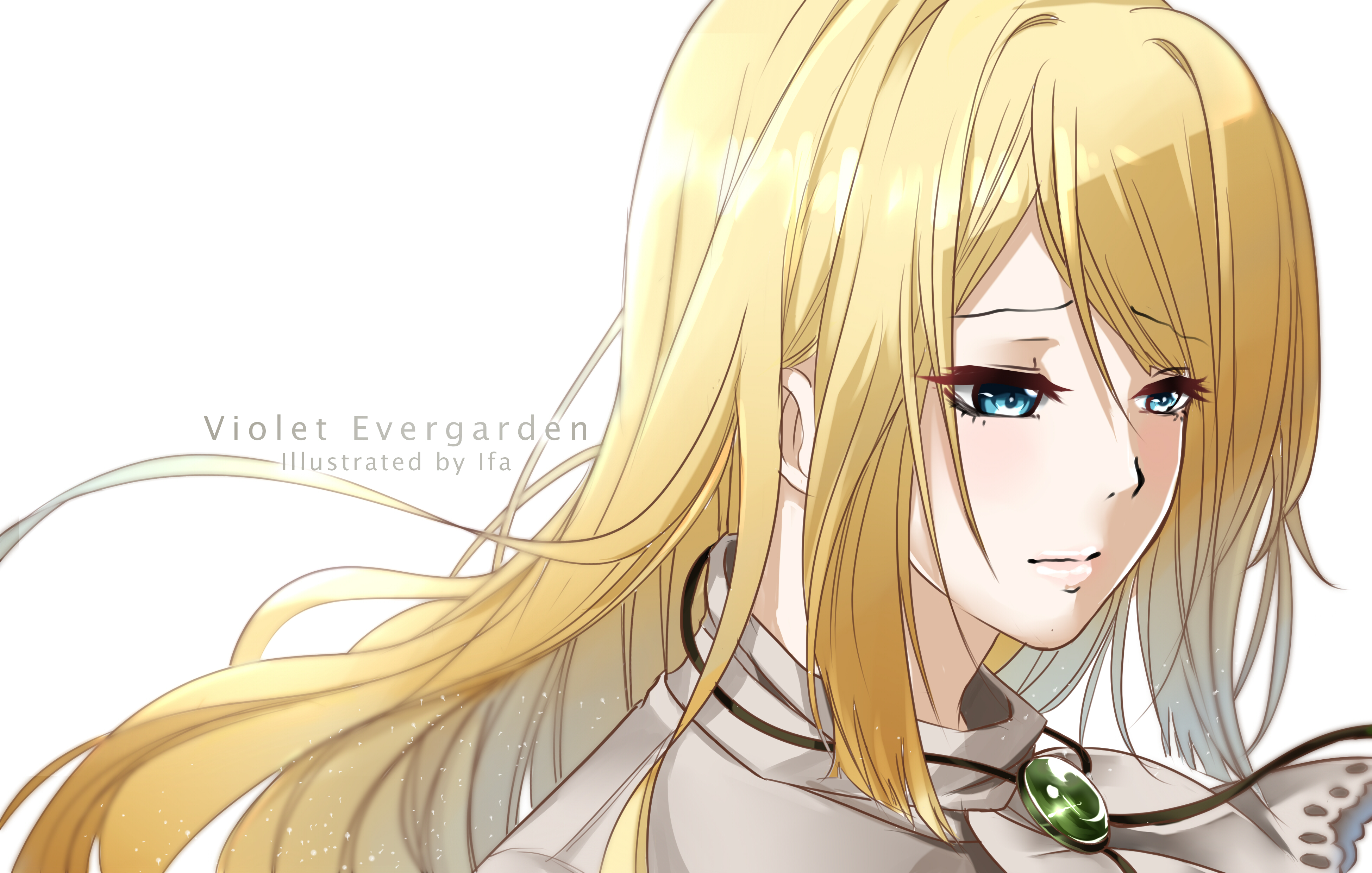 Blonde Blue Eyes Long Hair Necklace Violet Evergarden Anime Violet Evergarden Character 3897x2480