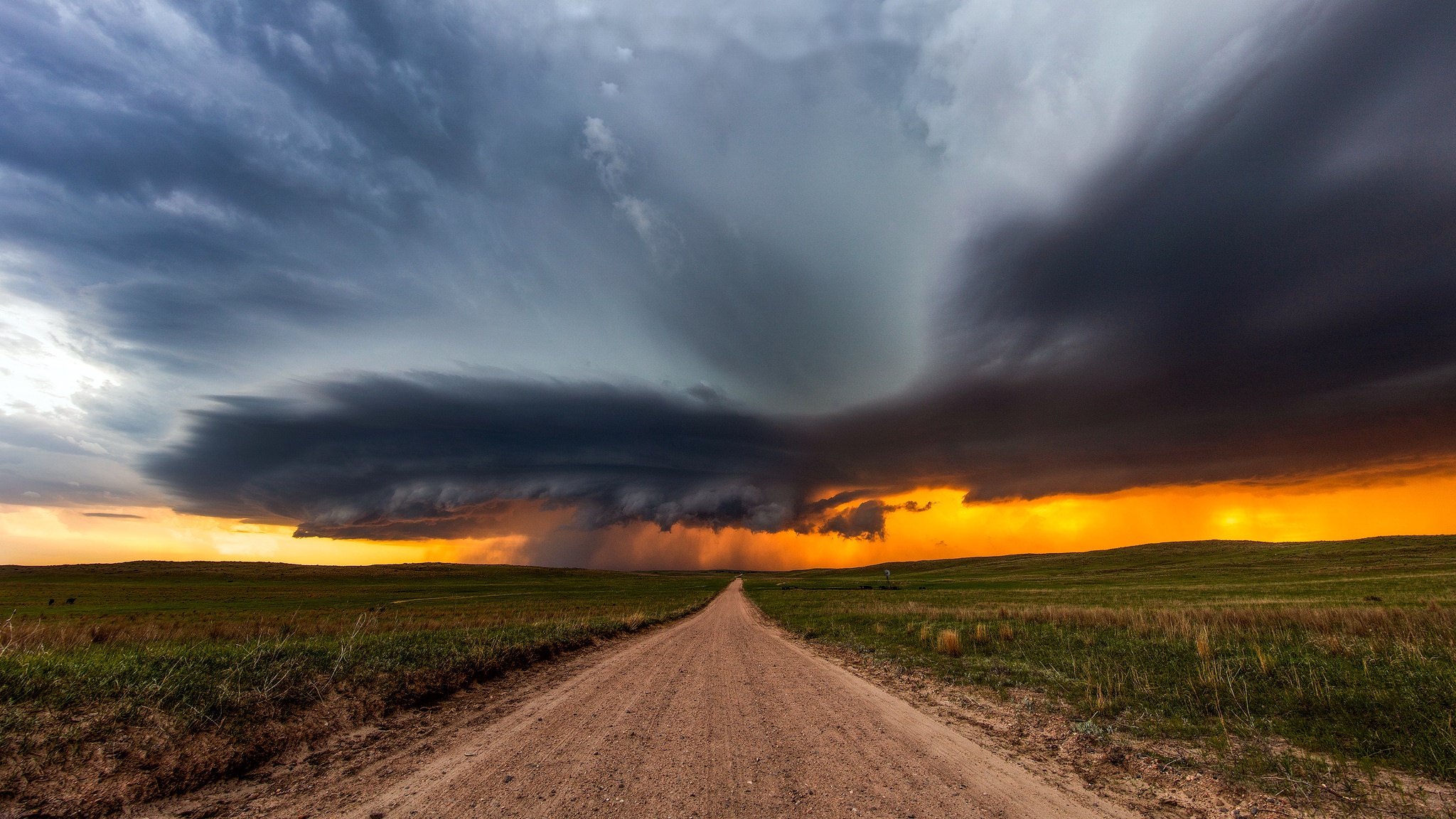 Cloud Dirt Road Landscape Storm 2048x1152