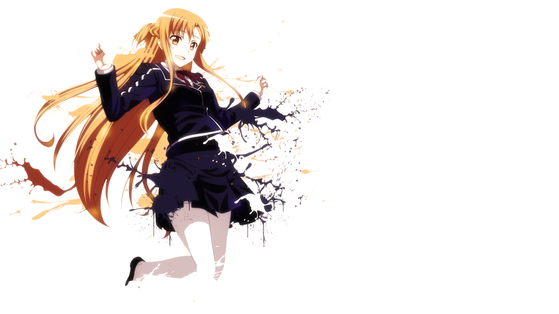 Anime Asuna Yuuki Girl Long Hair Orange Eyes Orange Hair Smile Splash Sword Art Online 1920x1080