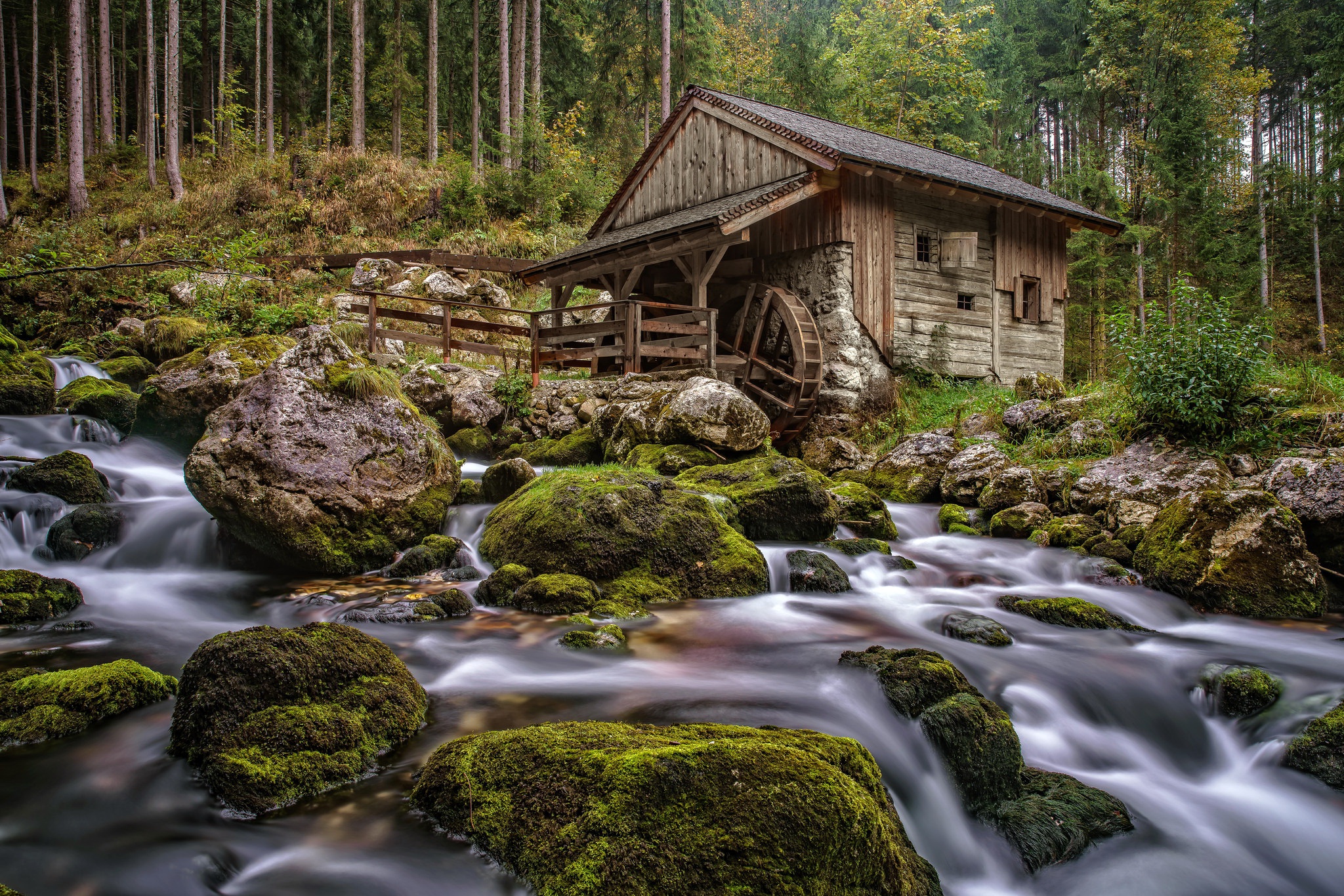 Moss Rock Stream Watermill 2048x1366