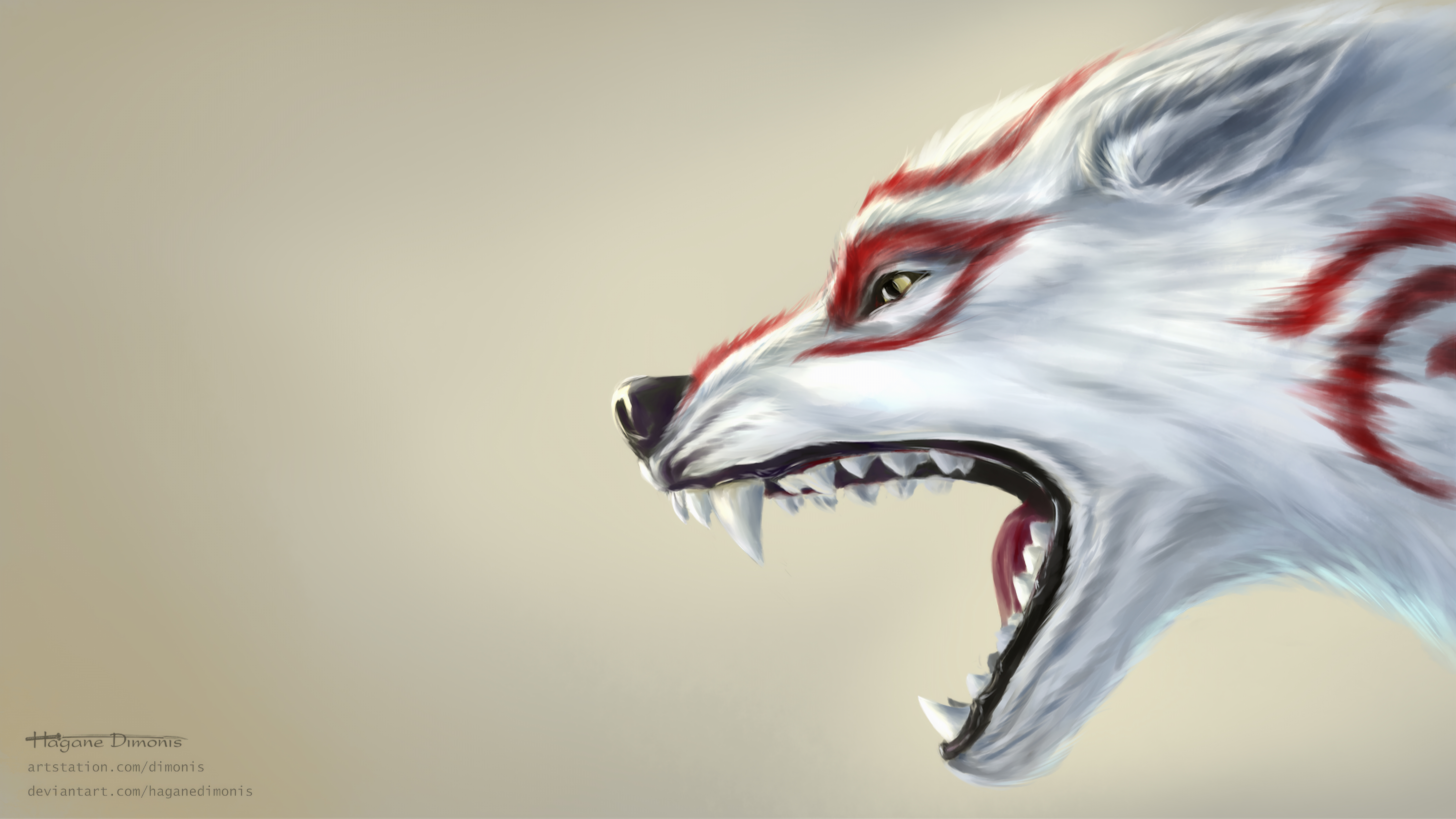 Amaterasu Wolf Simple Background 7680x4320