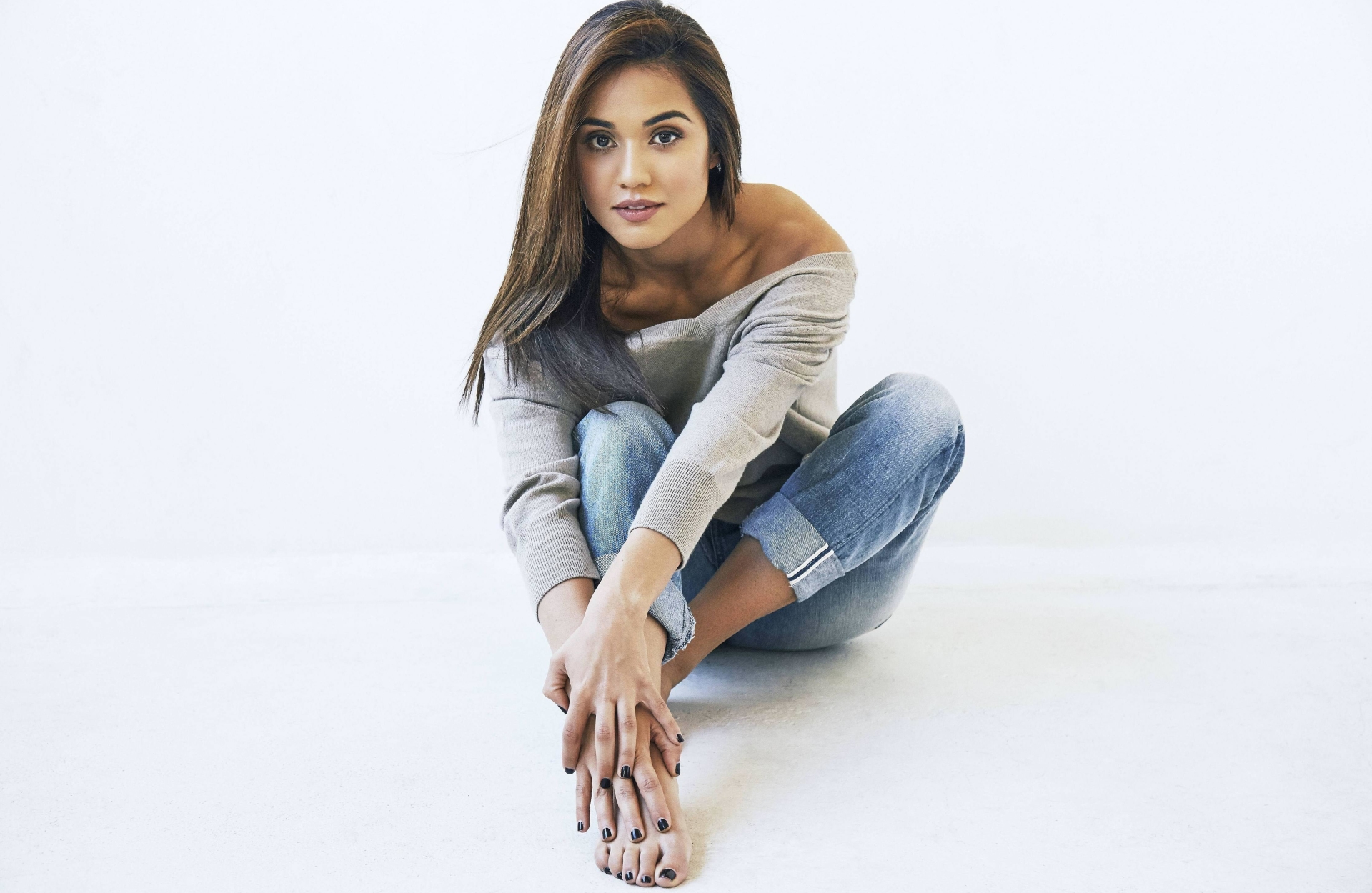 Actress American Brown Eyes Brunette Long Hair Summer Bishil 1920x1250