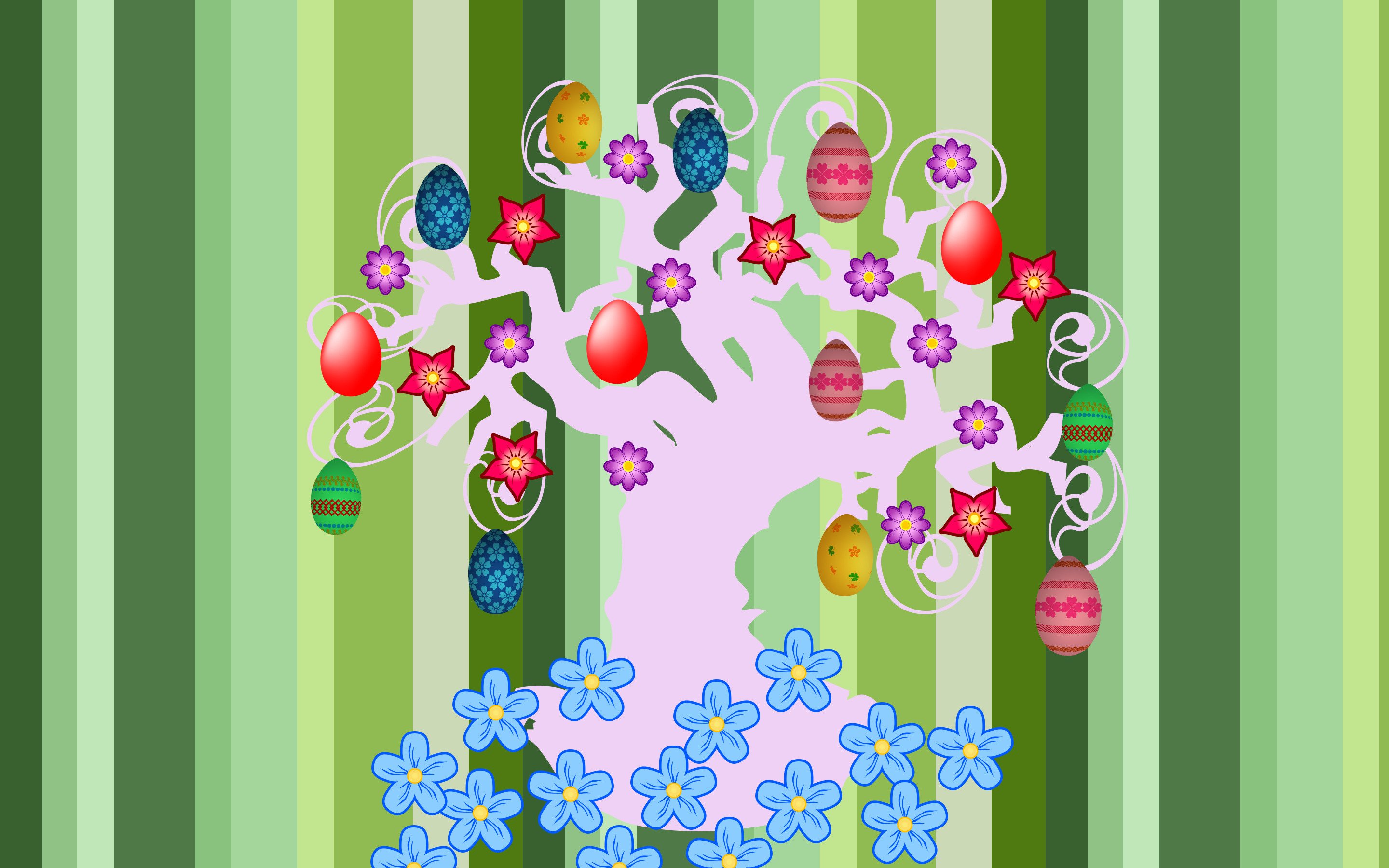 Colorful Easter Easter Egg Flower Holiday Tree 2880x1800
