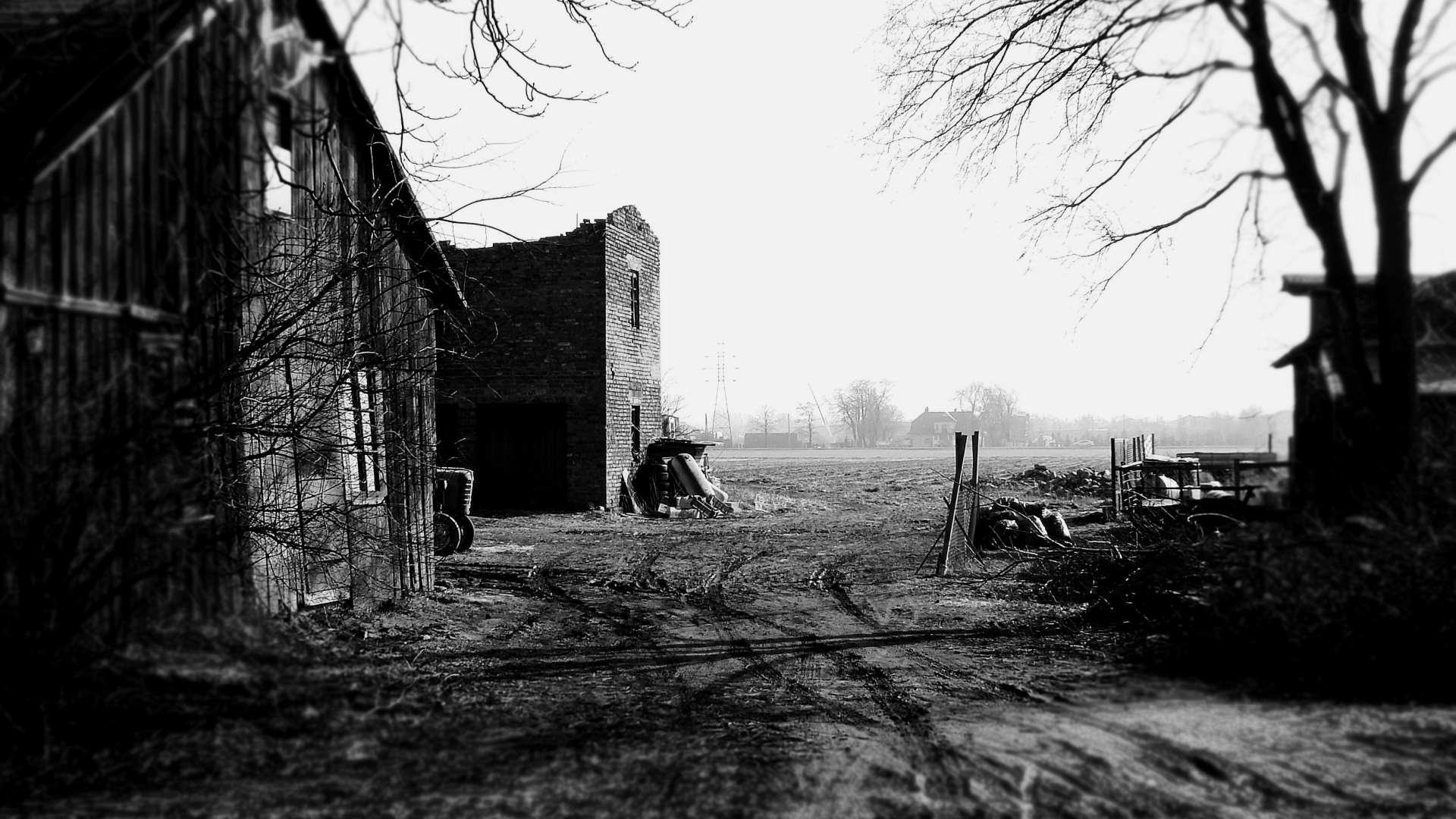 Barn Black Amp White Farm 1920x1080