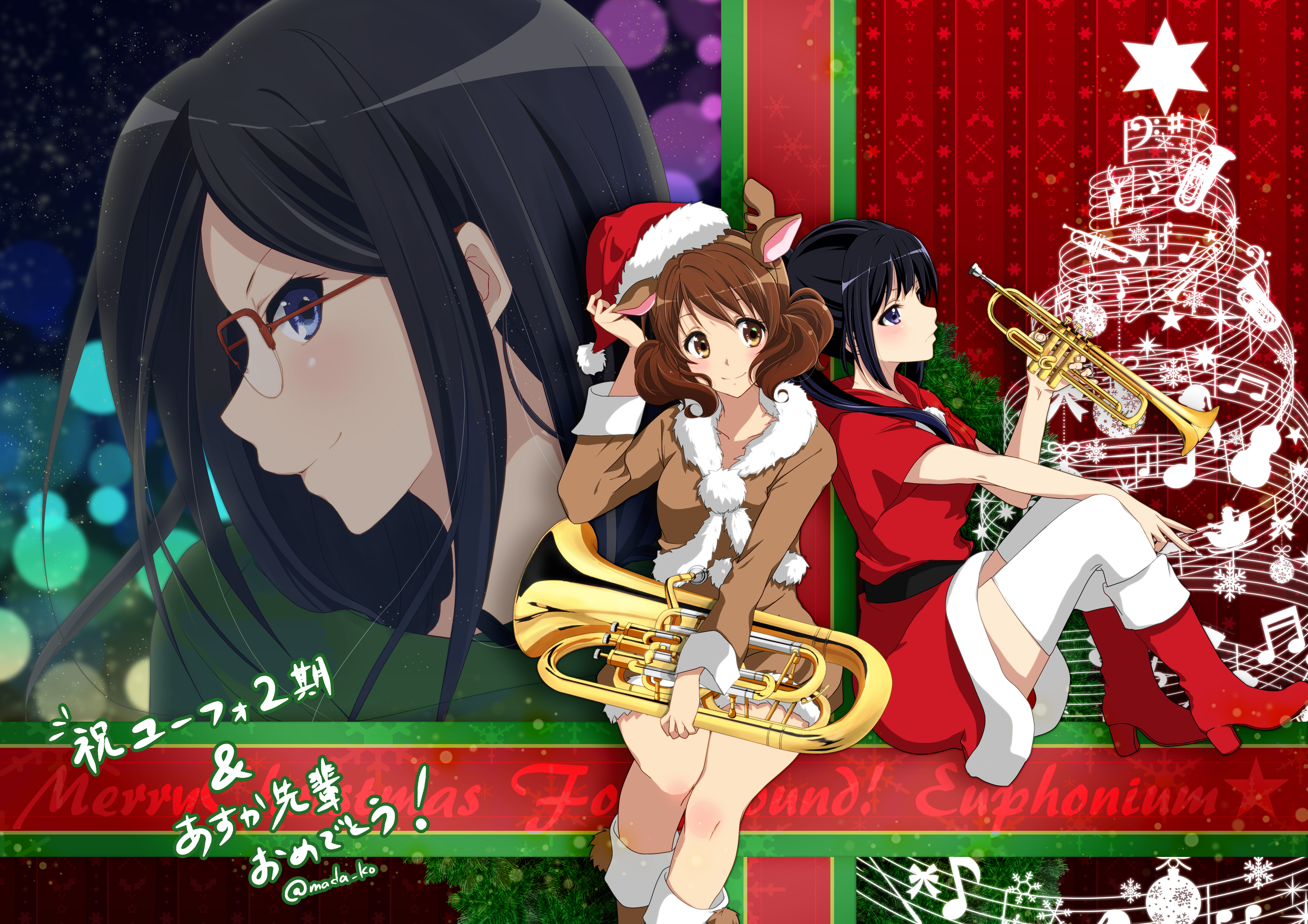 Anime Asuka Tanaka Christmas Holiday Kumiko Oumae Reina Kousaka Season Sound Euphonium 3508x2480