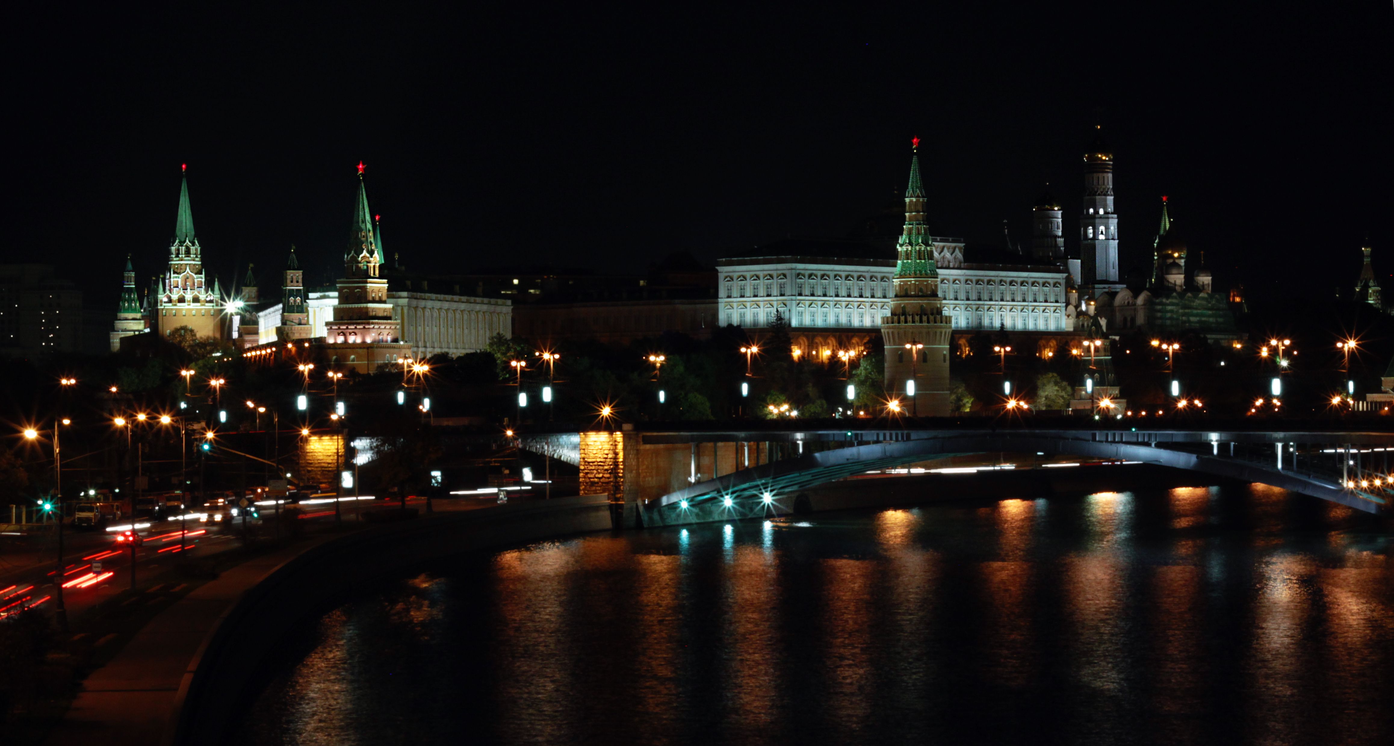 Bridge Building Light Moscow Night 4632x2478