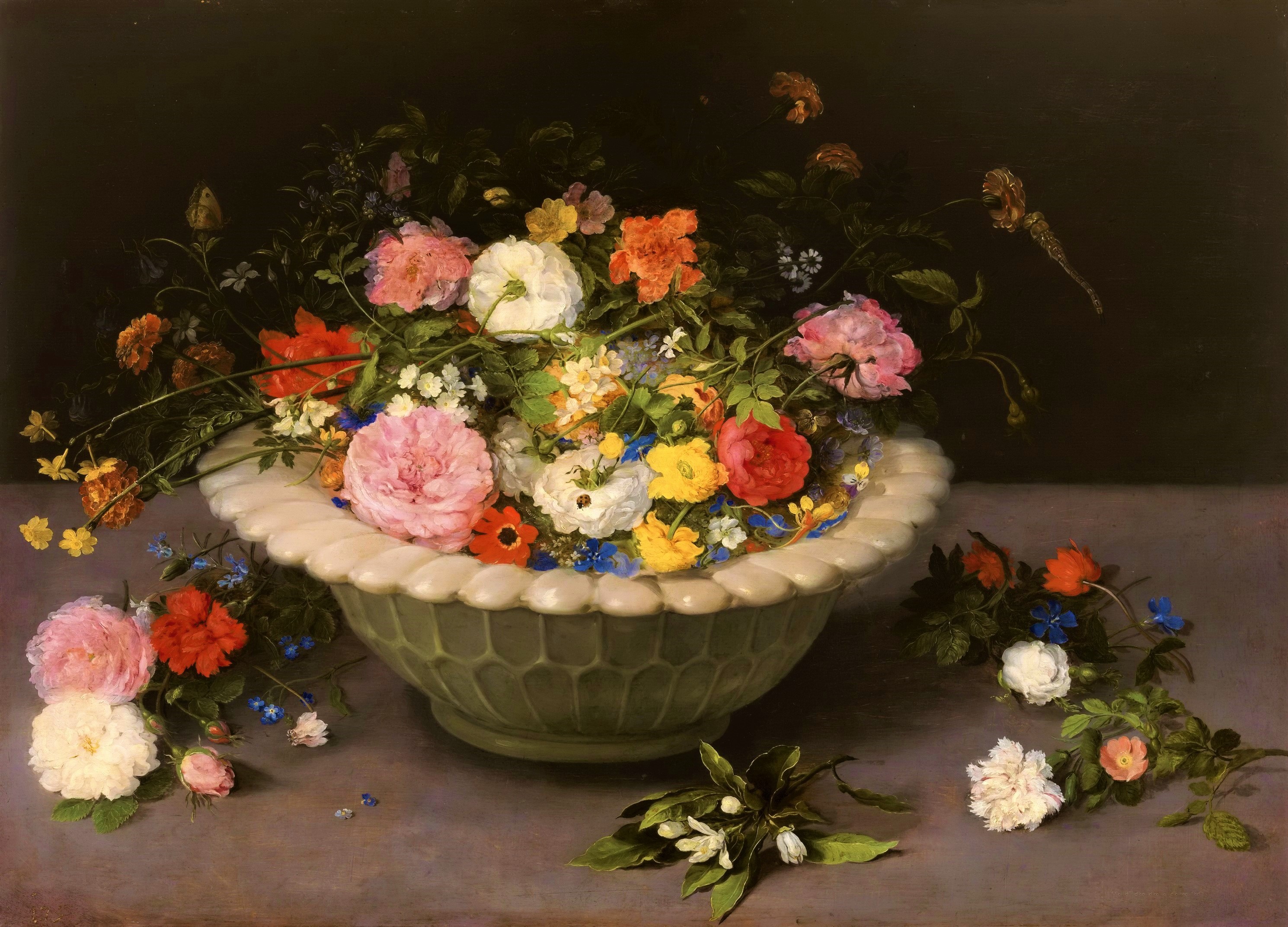 Artistic Bowl Colorful Flower Painting Still Life 2979x2145