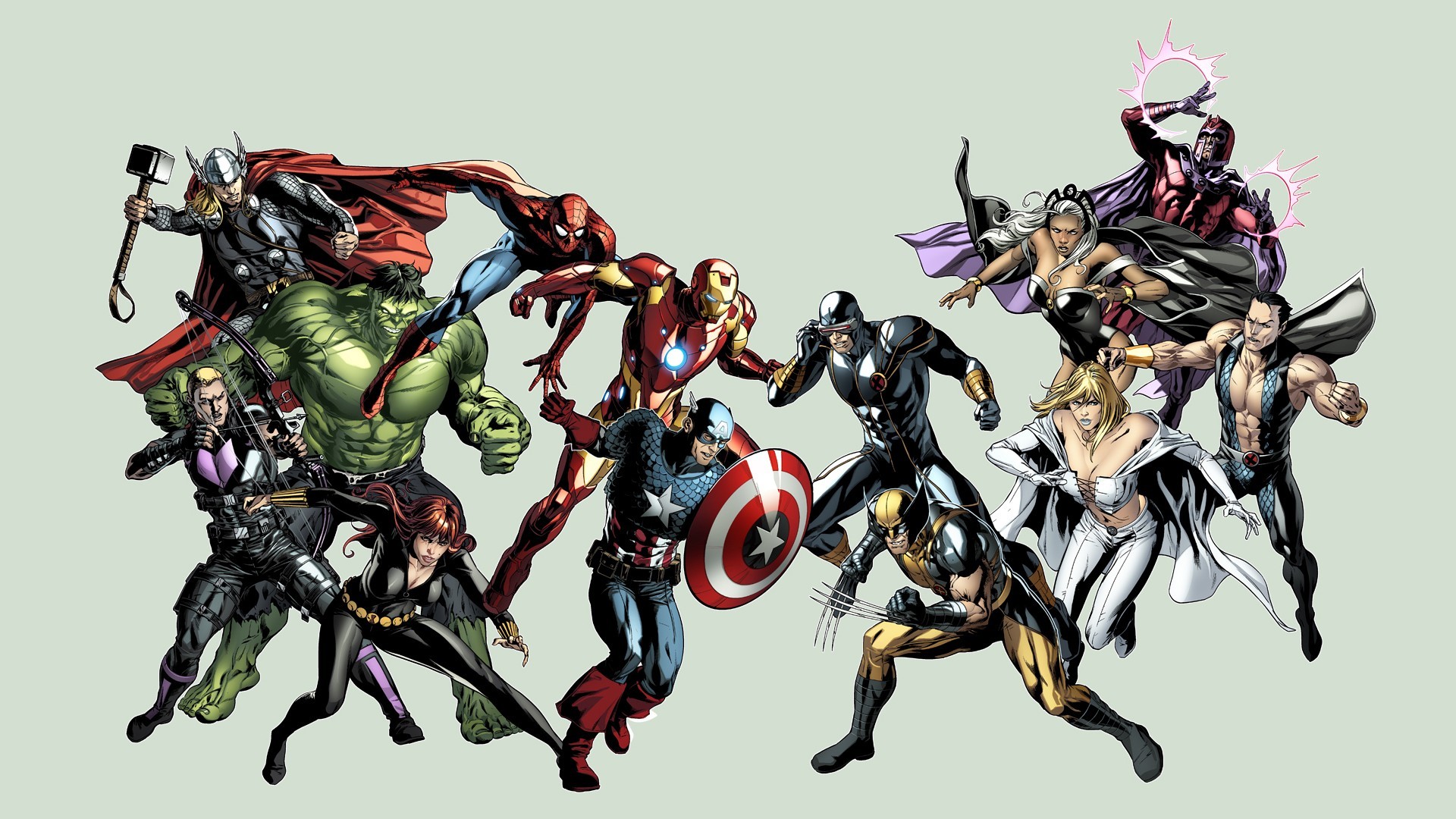 Black Widow Captain America Clint Barton Cyclops Marvel Comics Emma Frost Hawkeye Hulk Iron Man Magn 1920x1080