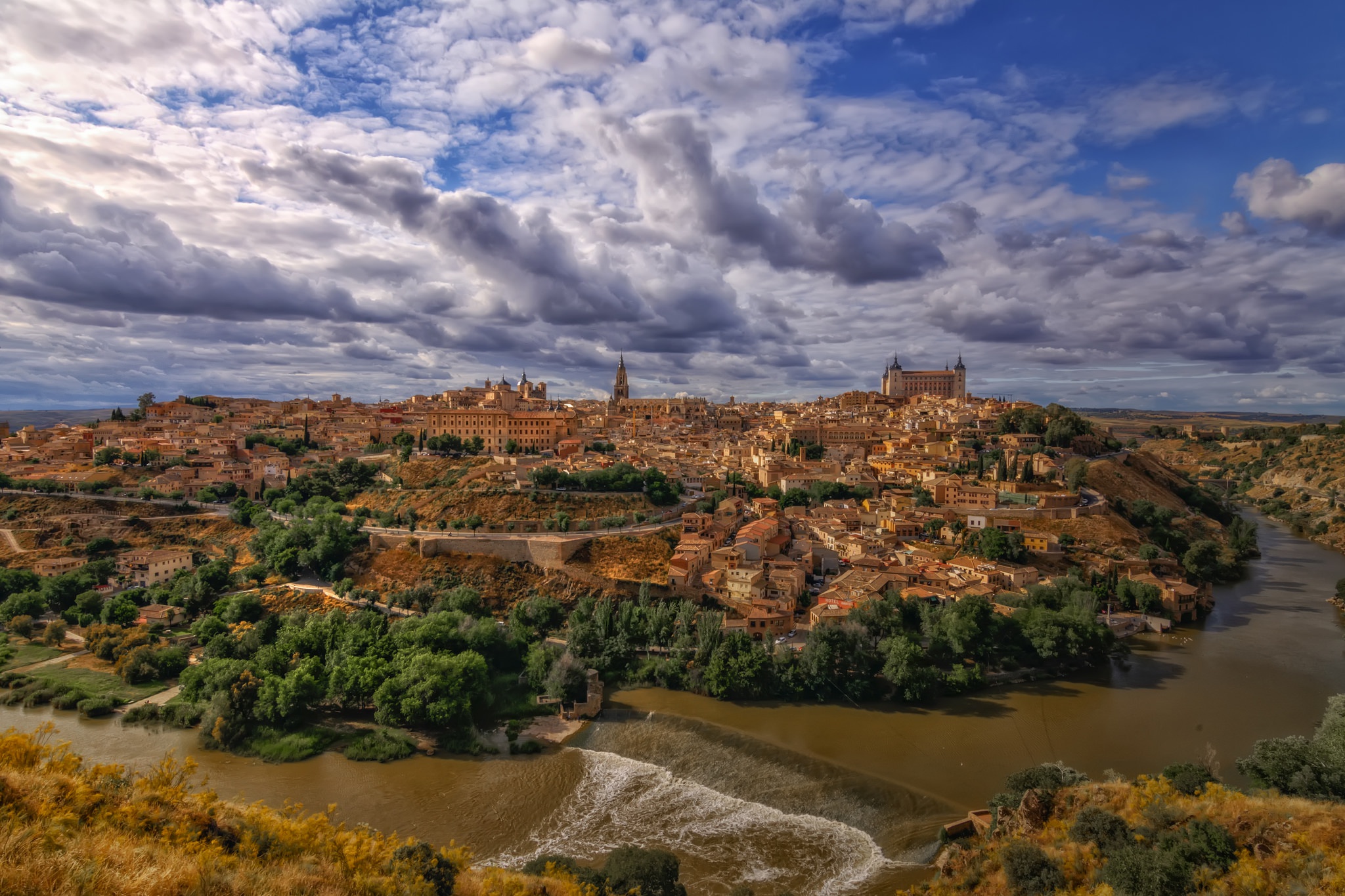 Castilla La Mancha River Spain Toledo Town 2048x1365