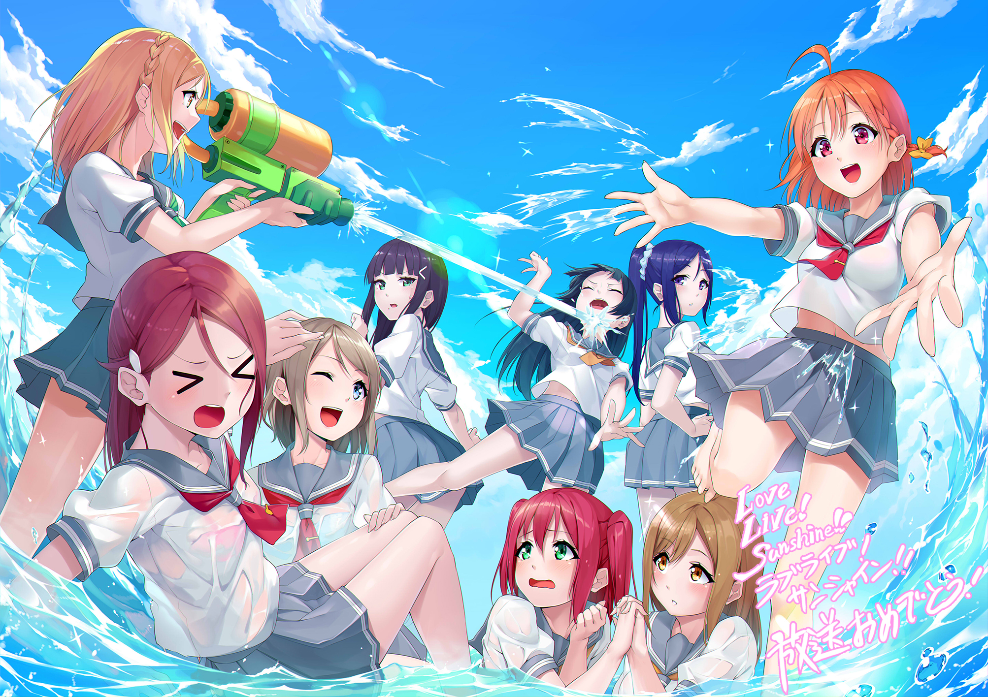 Chika Takami Dia Kurosawa Hanamaru Kunikida Kanan Matsuura Mari Ohara Riko Sakurauchi Ruby Kurosawa  2006x1416