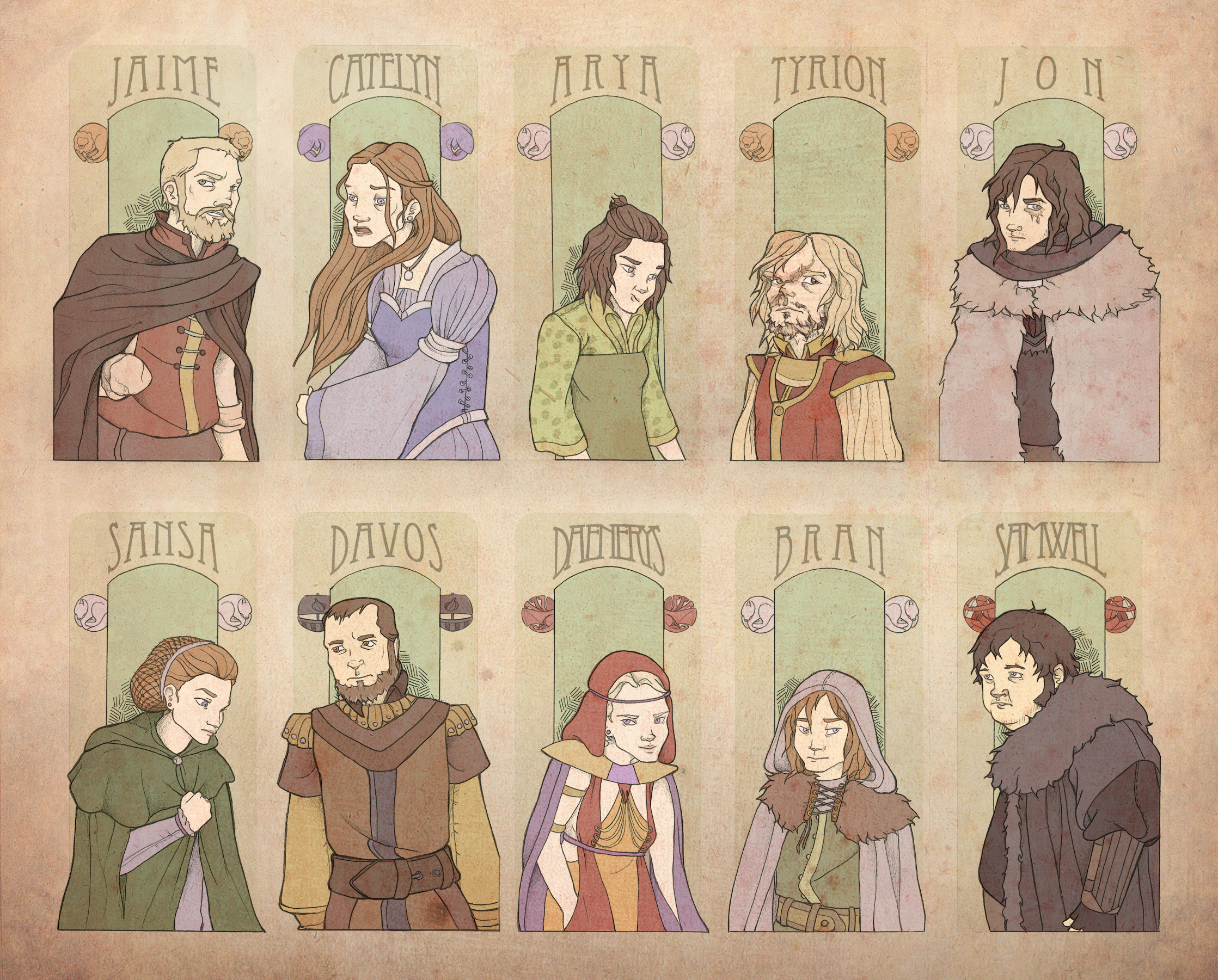 A Song Of Ice And Fire Arya Stark Bran Stark Catelyn Stark Daenerys Targaryen Davos Seaworth Game Of 2237x1801