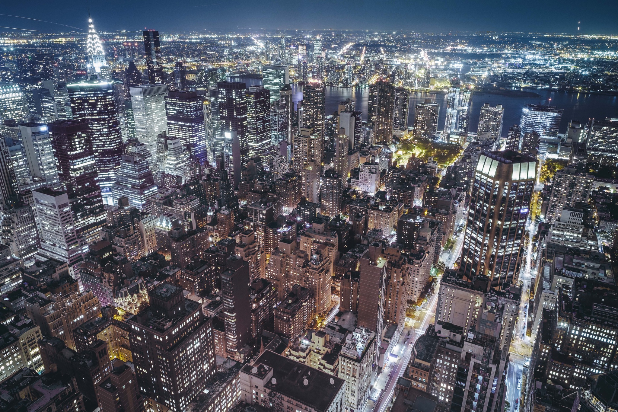 Building City Cityscape New York Night Skyscraper Usa 2048x1365