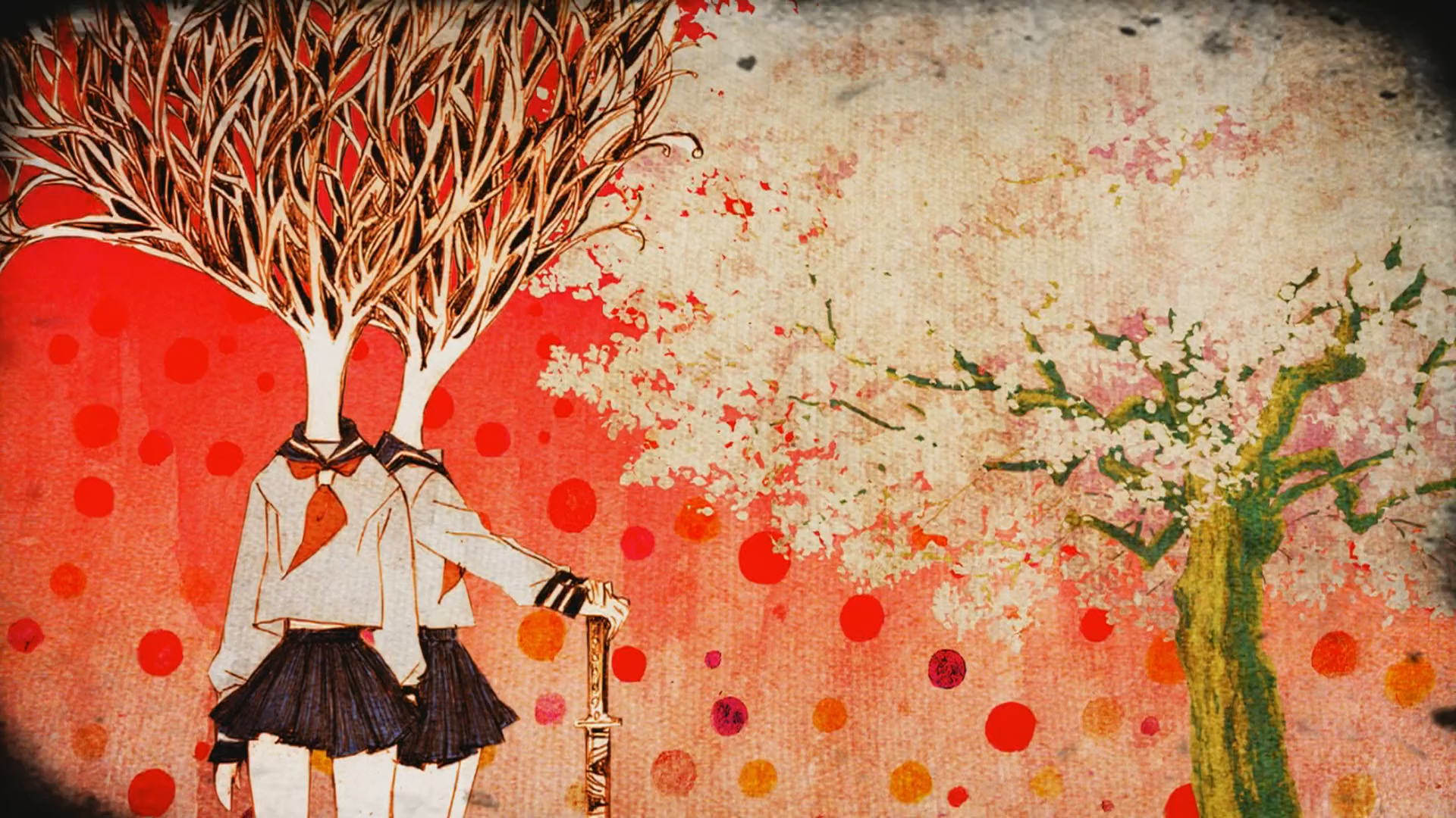 Сакура форма. Sayonara Zetsubou Sensei. Девушка дерево арт.
