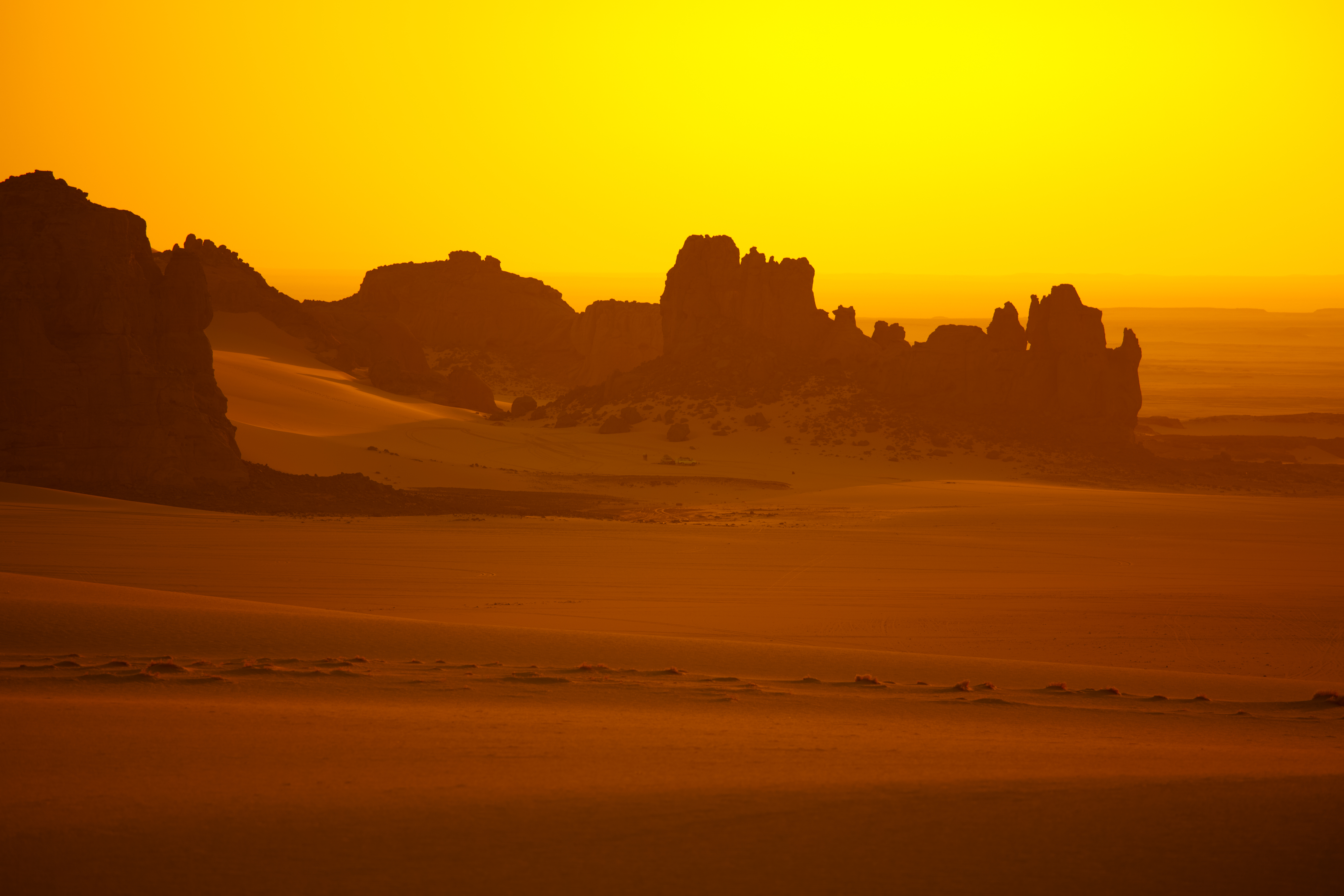Africa Algeria Desert Rock Sahara Sand Sunrise Tassili N 039 Ajjer Orange Color 5616x3744