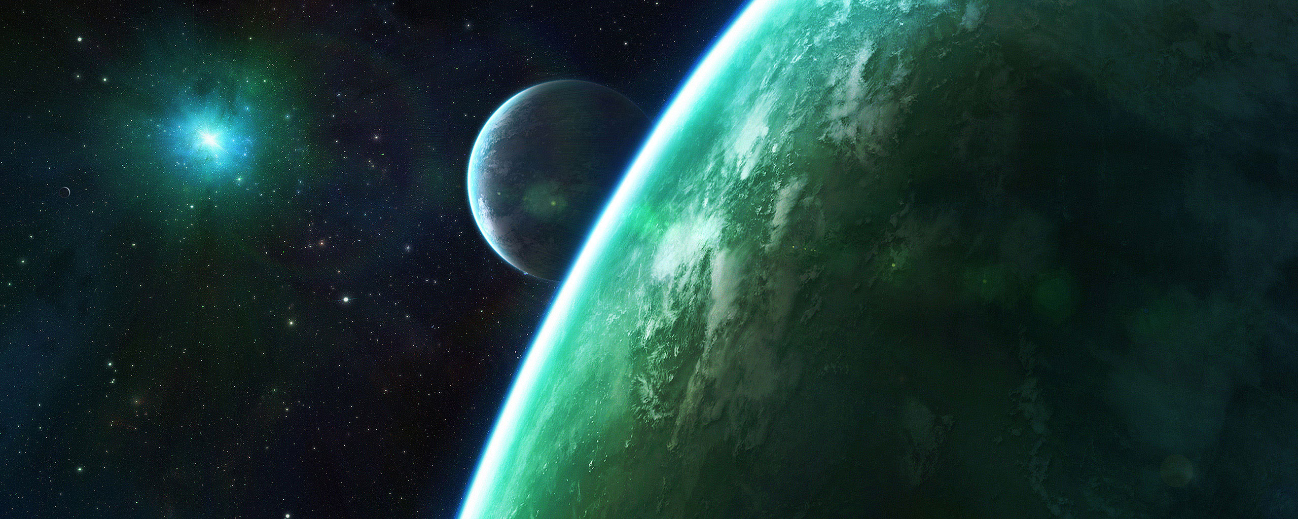 Sci Fi Planets 2560x1024