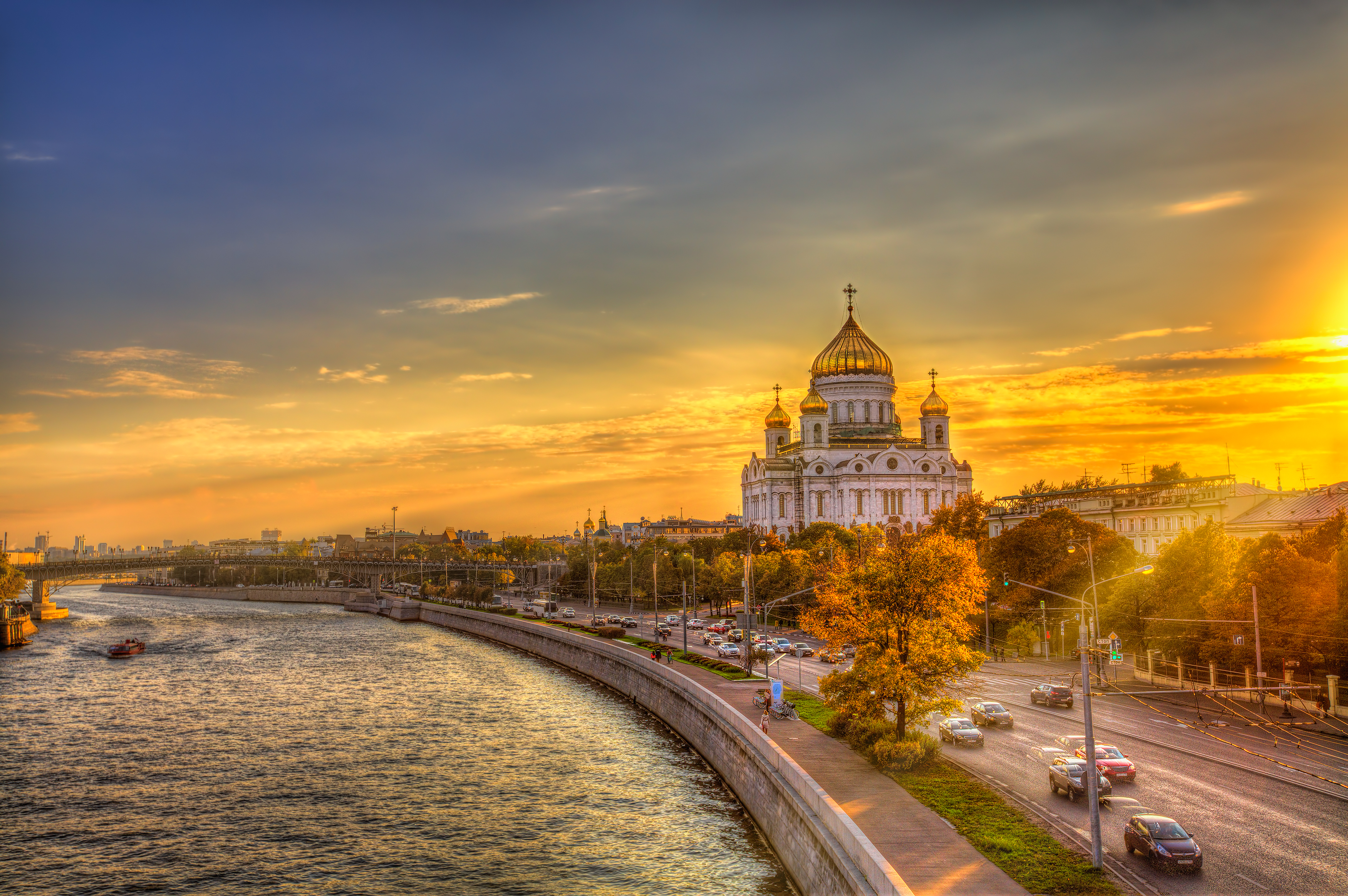 Cathedral Cathedral Of Christ The Saviour Hdr Moscow River Russia 3500x2328