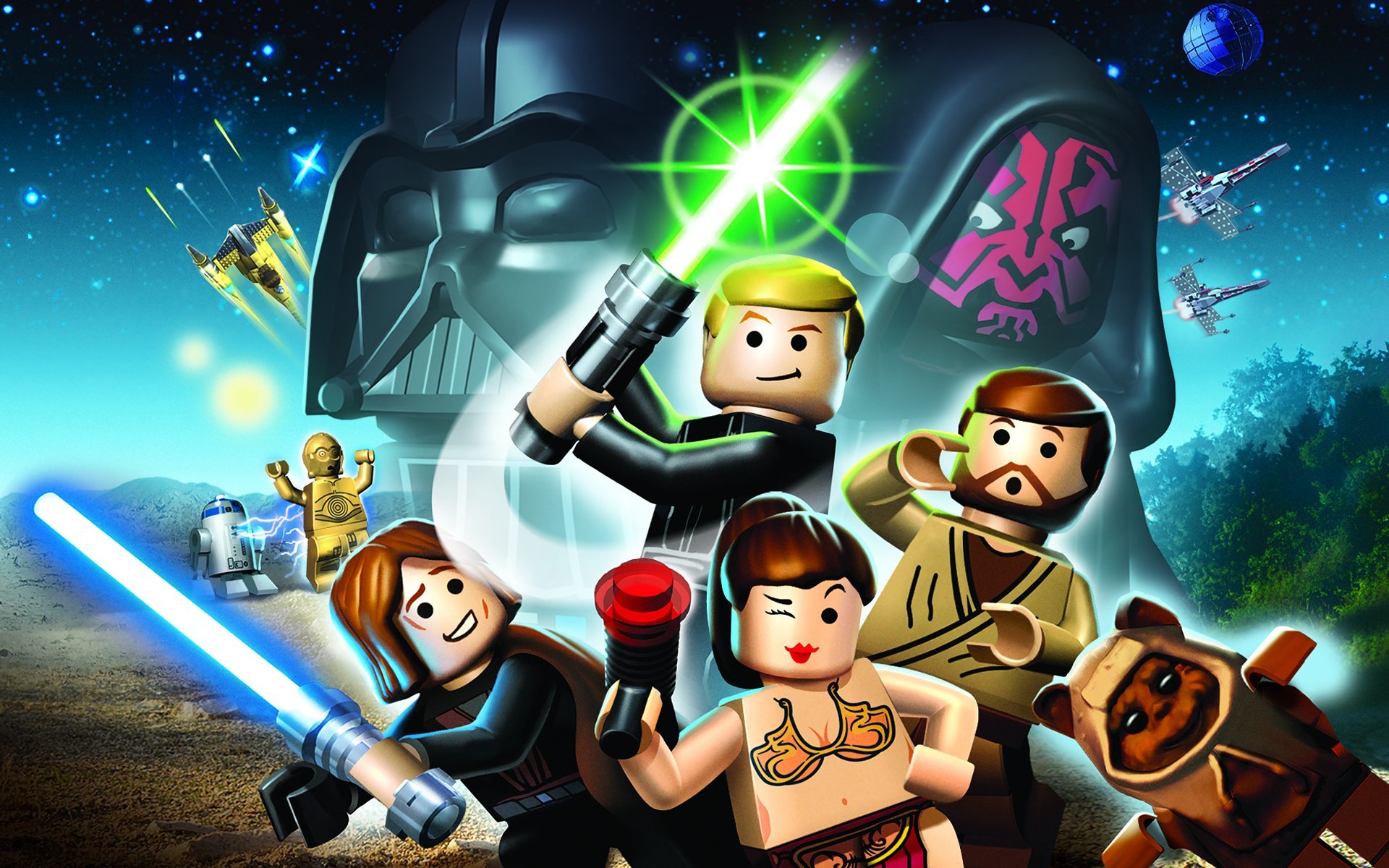Anakin Skywalker C 3po Darth Maul Darth Vader Ewok Lego Star Wars The Complete Saga Lego Luke Skywal 1920x1200