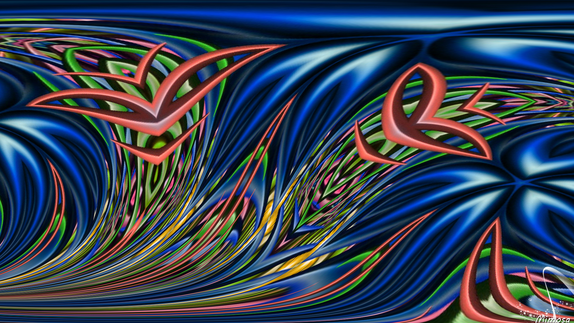 Abstract Colorful Digital Art Shapes Wave 1920x1080