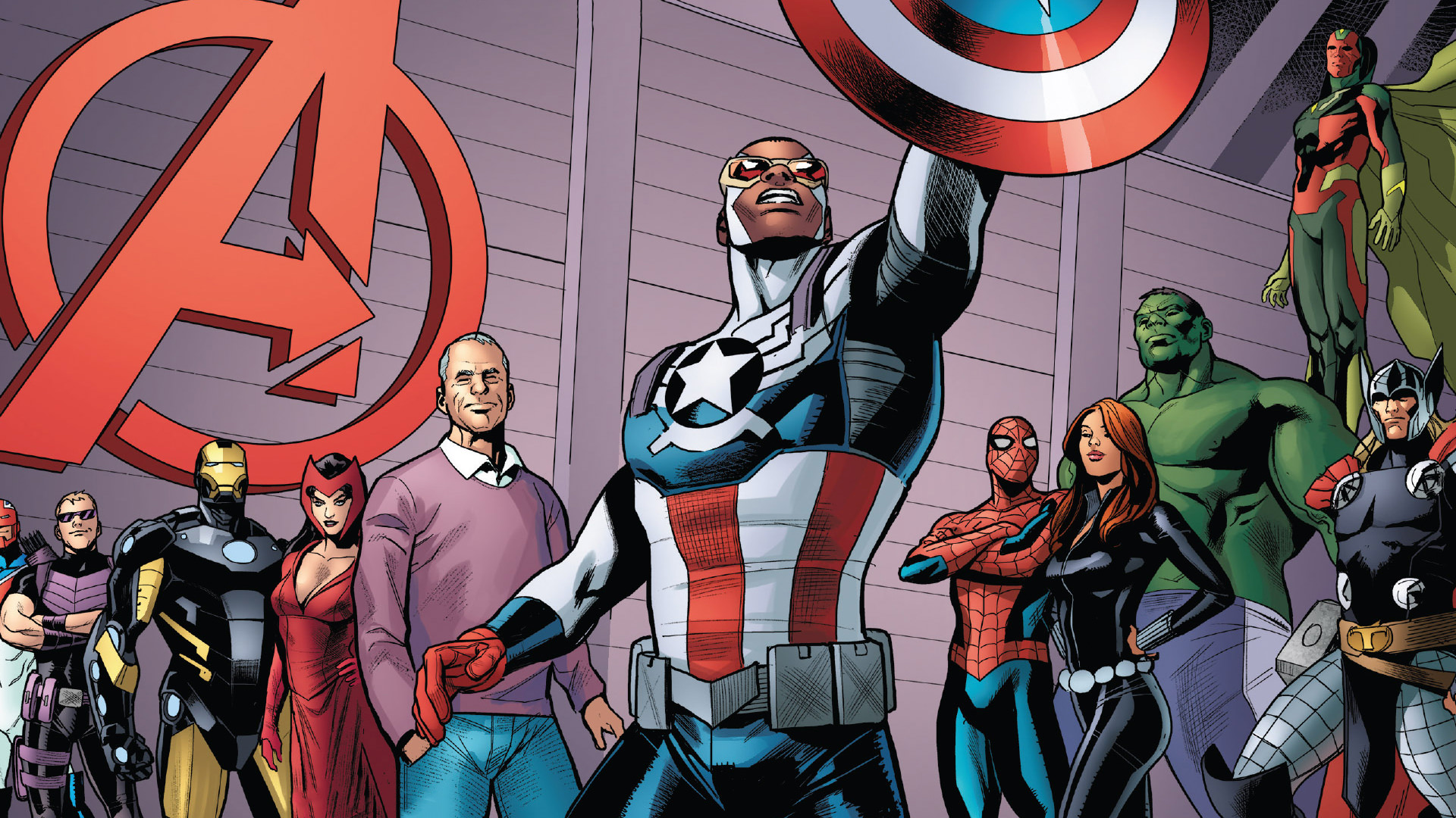 Avengers Captain America Falcon Marvel Comics Hawkeye Hulk Iron Man Scarlet Witch Spider Man Thor Vi 1920x1080