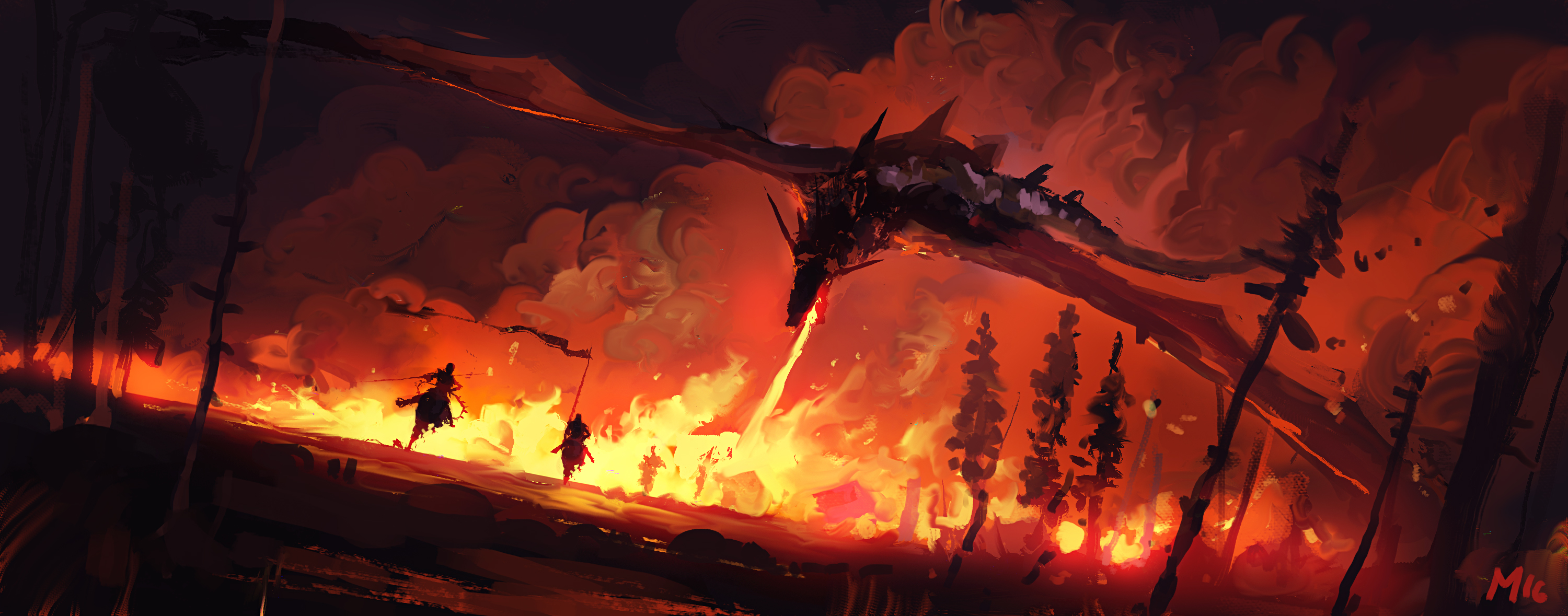 Dragon Dragon Attack Fire Warrior 3000x1179