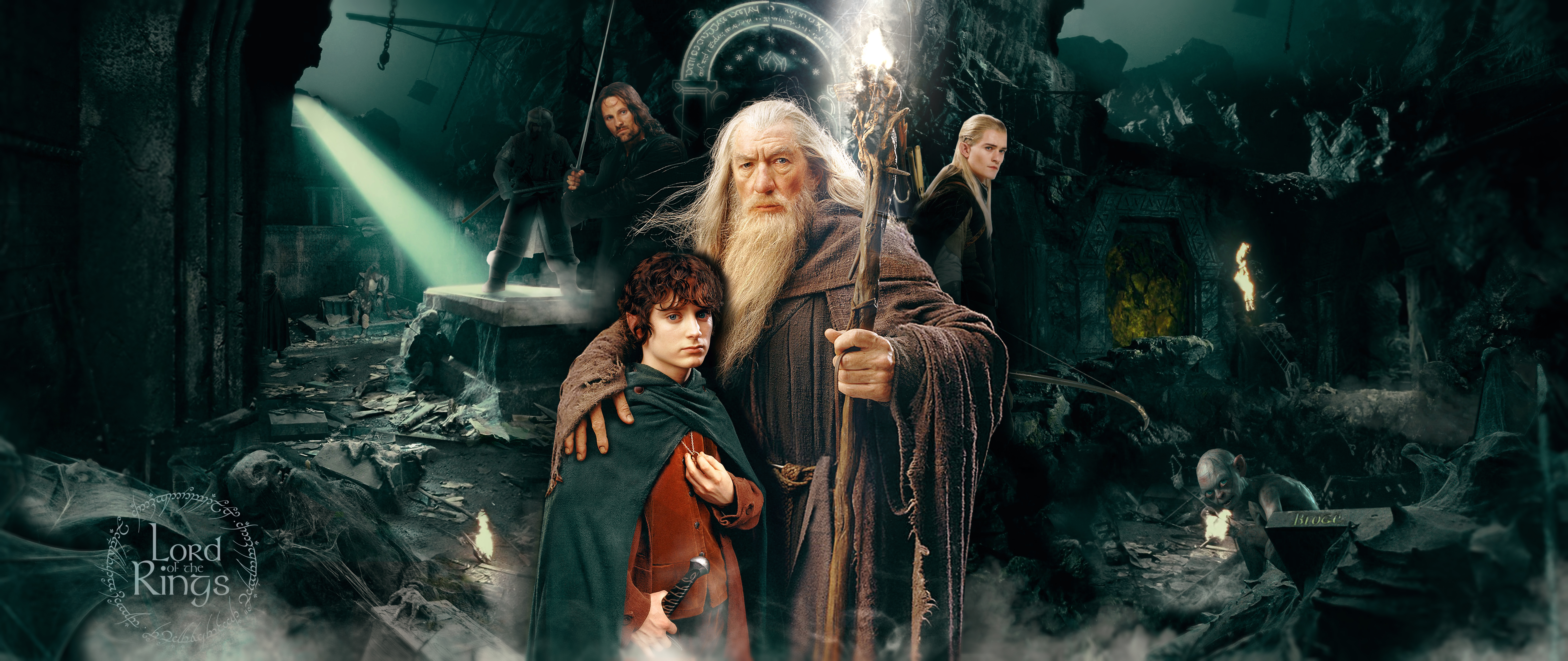 Aragorn Frodo Baggins Gandalf Gimli Lord Of The Rings 7835x3303