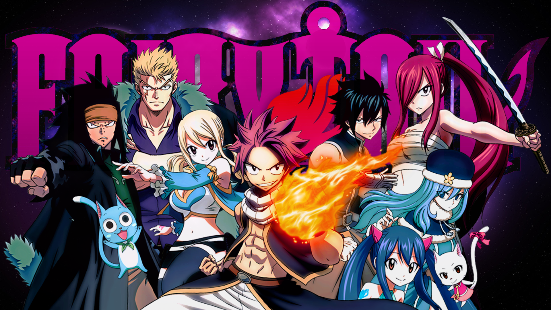 Erza Scarlet Fairy Tail Gray Fullbuster Lucy Heartfilia Natsu Dragneel Wendy Marvell 1920x1080