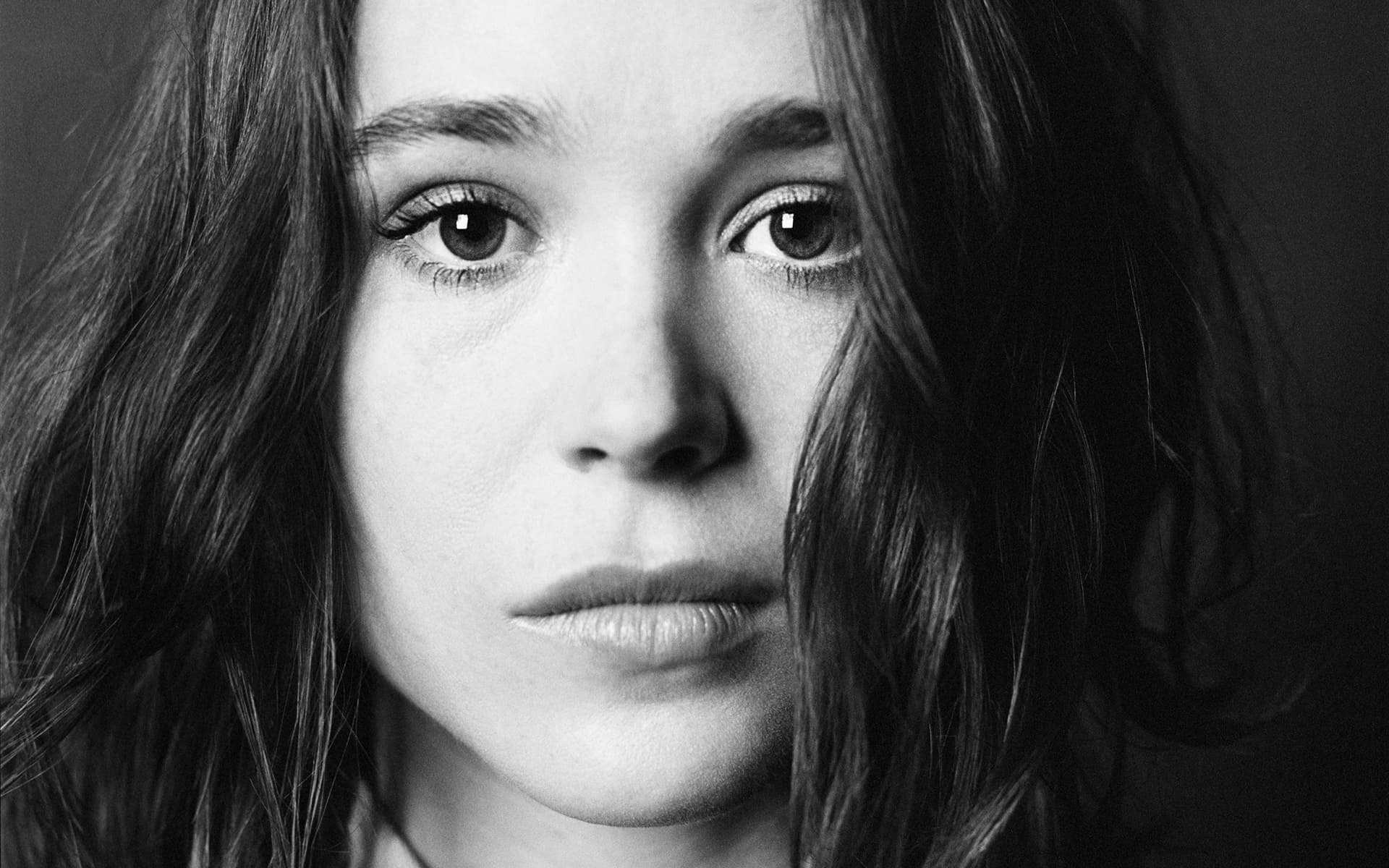 Actress Black Amp White Ellen Page Face Girl Woman 1920x1200