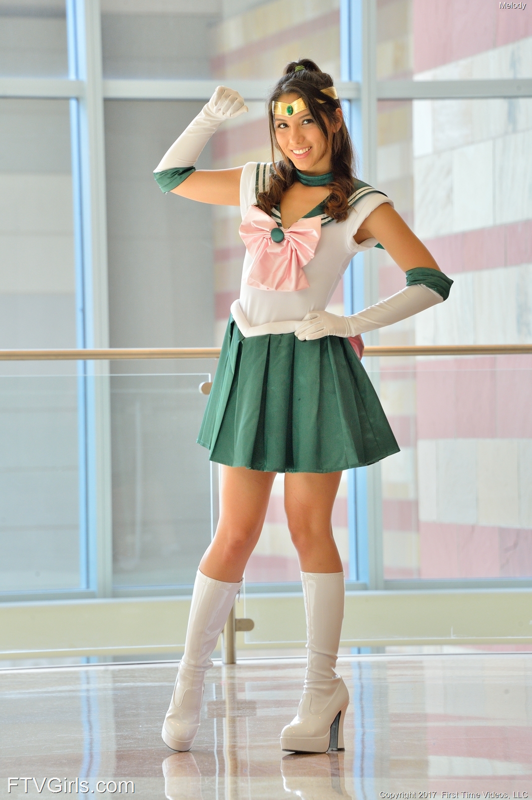 Cosplay Women Brunette Asian Sailor Jupiter Sailor Outfit Portrait Display High Heeled Boots Smiling 1065x1600