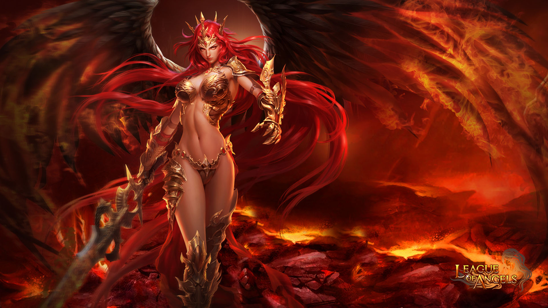 Fantasy Flame Girl League Of Angels Mikaela League Of Angels Sword Woman 1920x1080