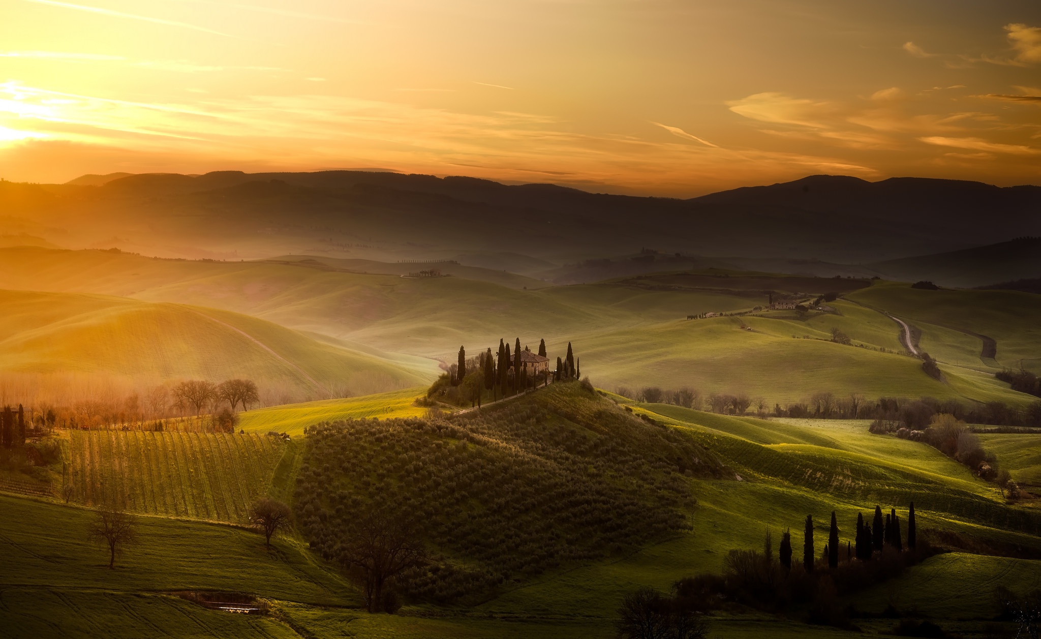 Hill Italy Landscape Tuscany 2048x1257
