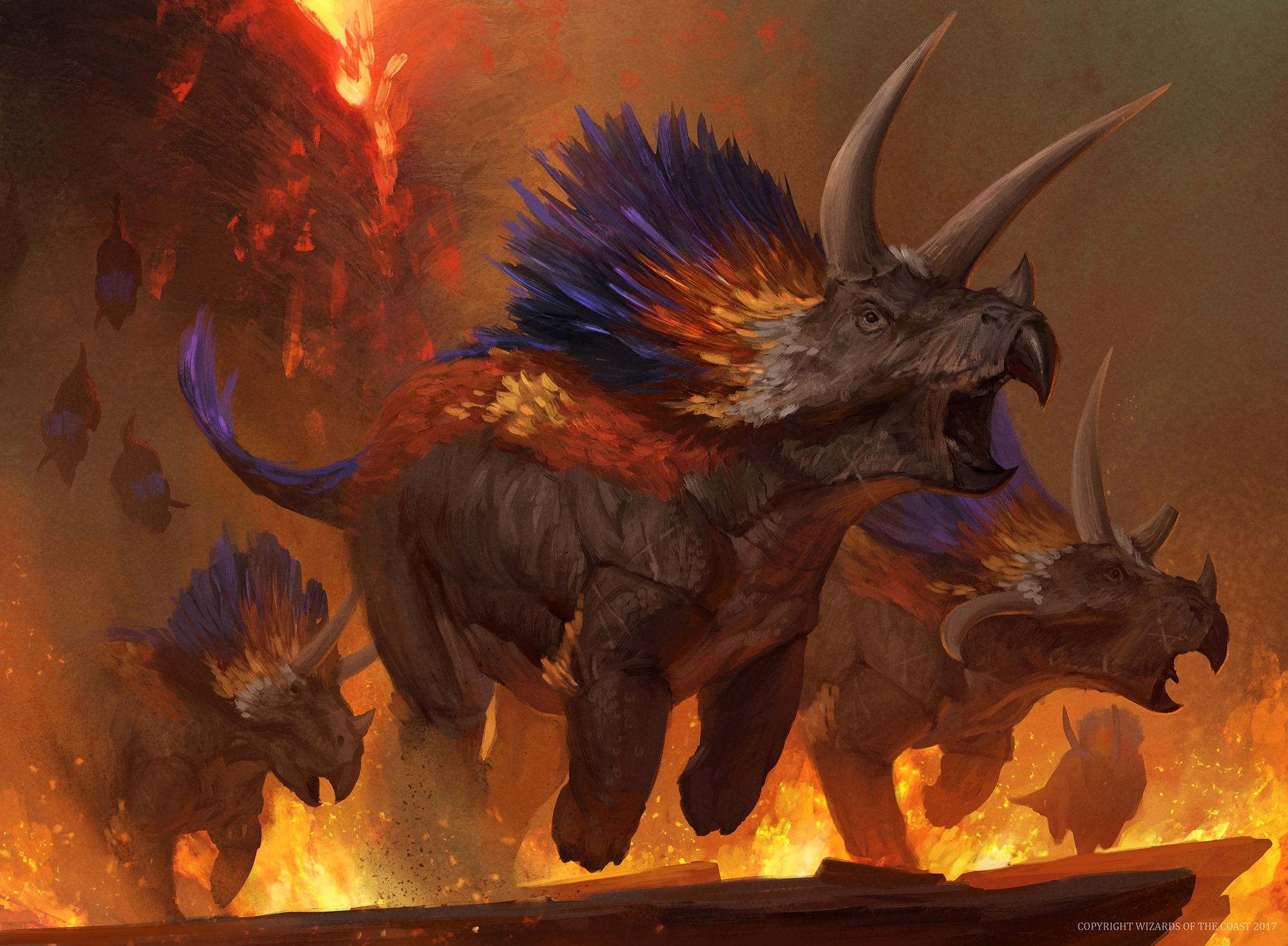 Dinosaur Fire Magic The Gathering Triceratops 2000x1469