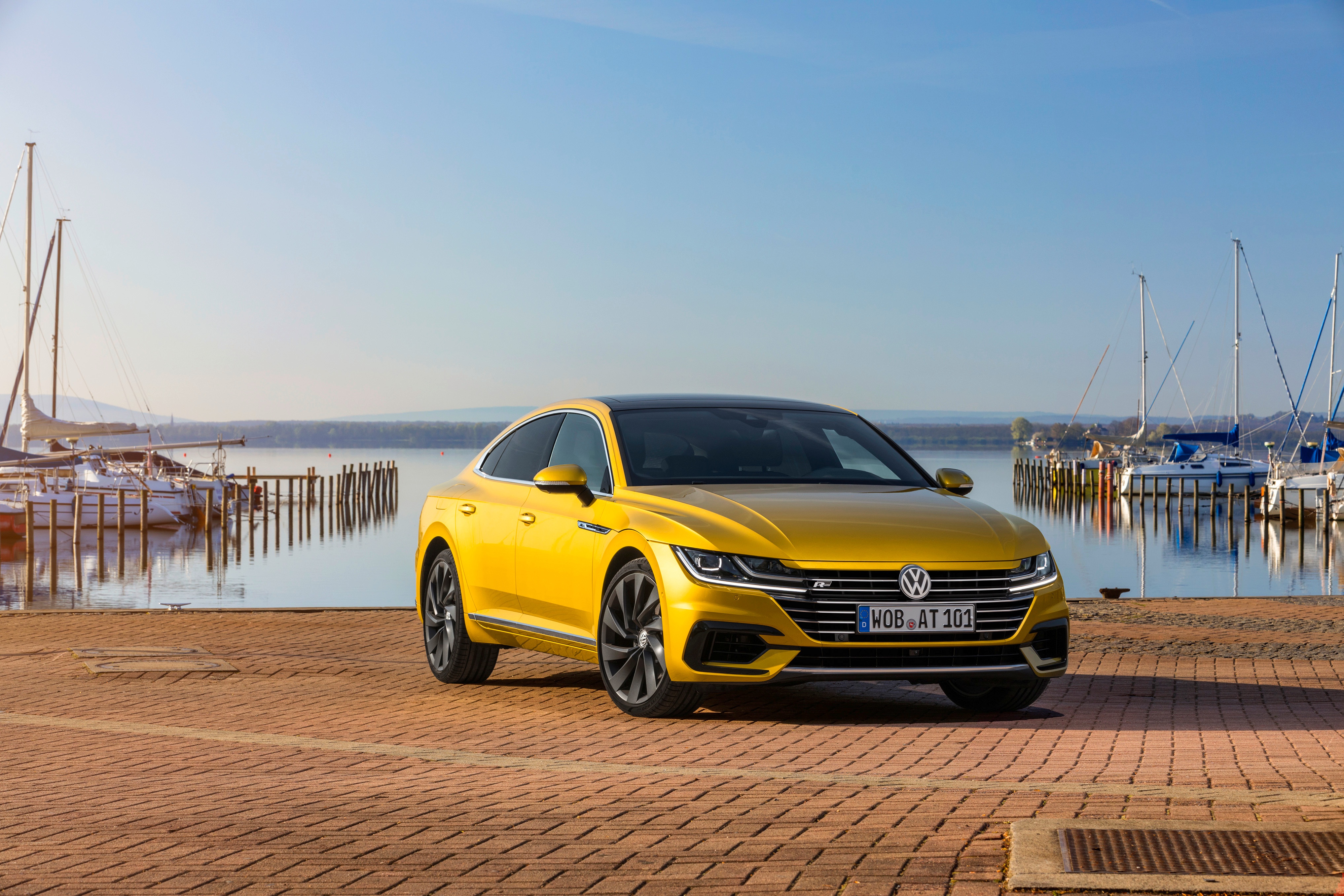 Car Compact Car Vehicle Volkswagen Volkswagen Arteon R Line Yellow Car 4069x2713